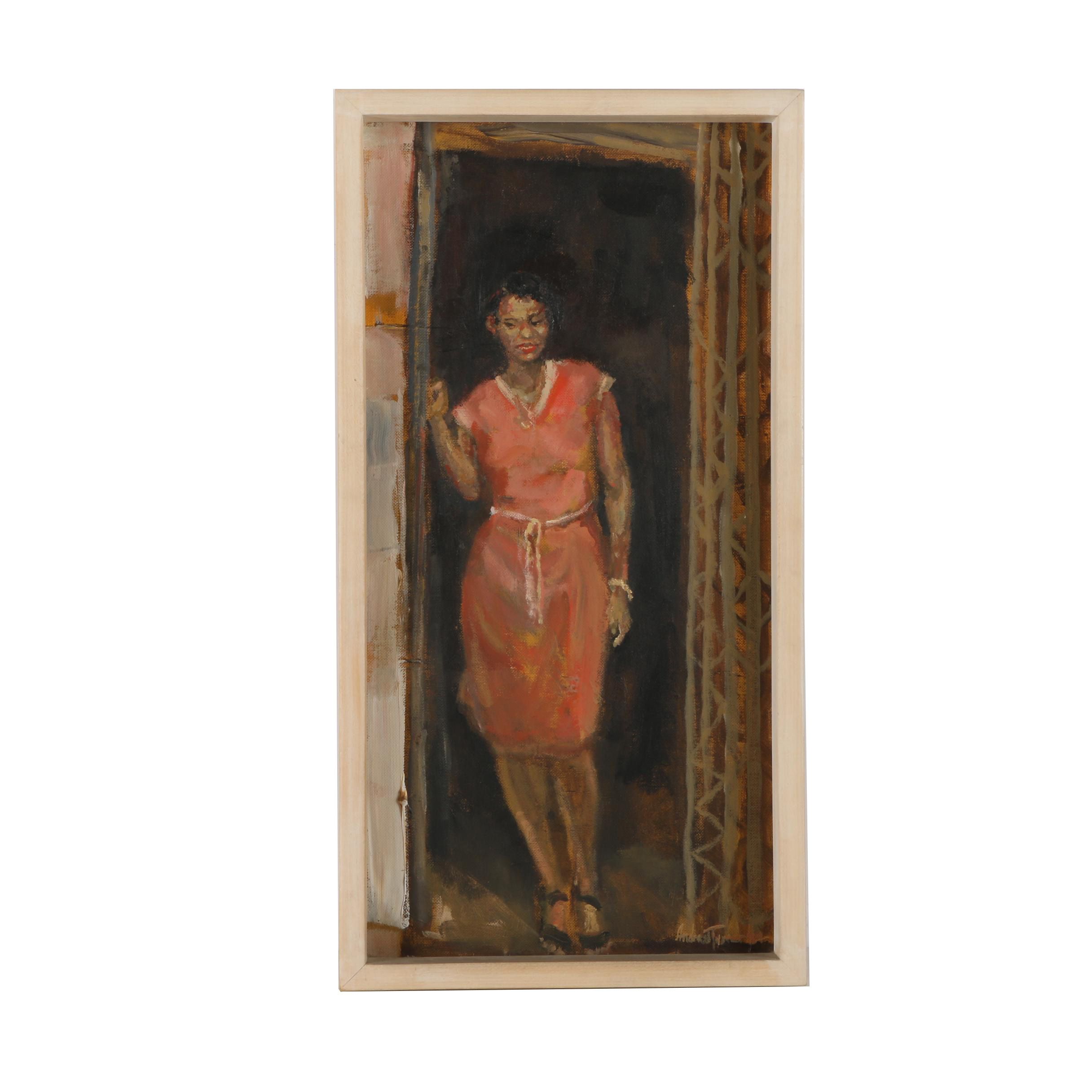 Andrew Turner Oil Painting of a Female Figure in a Doorway