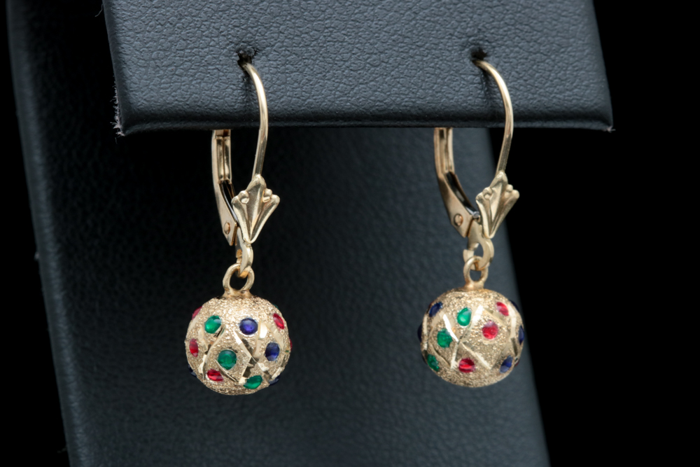 14K Yellow Gold and Color Cubic Zirconia Earrings