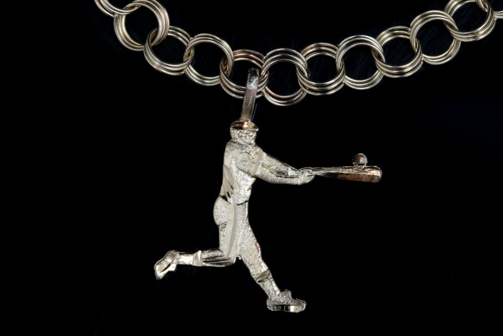 10K Yellow Gold Bracelet with 14K Yellow Gold Baseball Player Charm