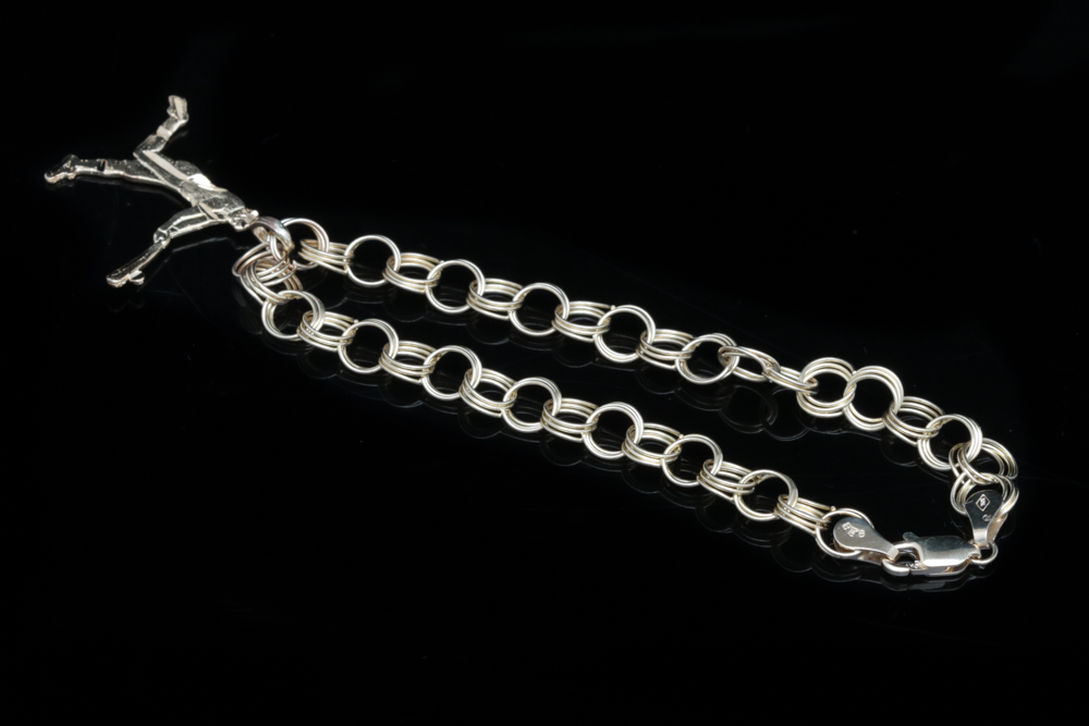 10K Yellow Gold Bracelet with 14K Yellow Gold Baseball Player Charm