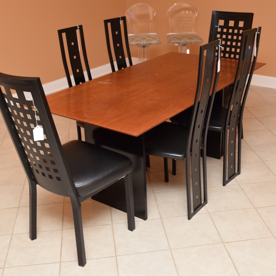 Wooden Dining Table and Contemporary Style Chairs