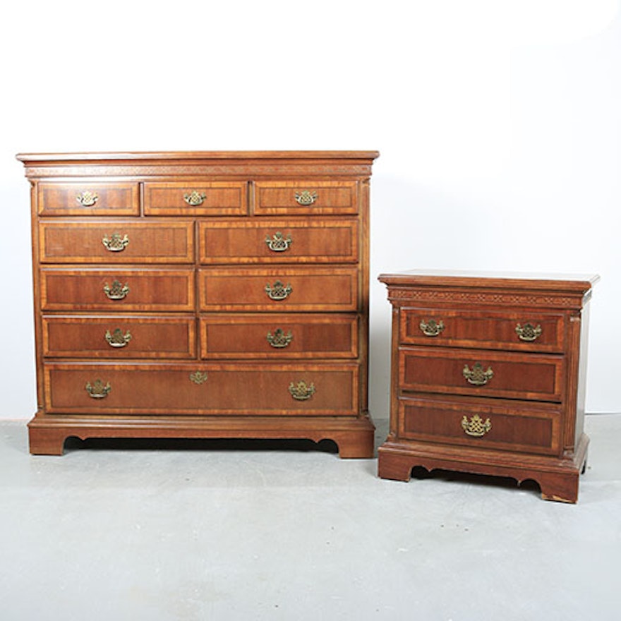 Chippendale Style Chest of Drawers with Nightstand