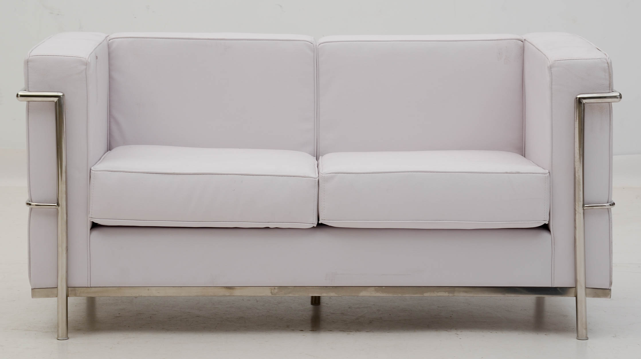 Mid Century Modern LC2 Petit White Leather Loveseat