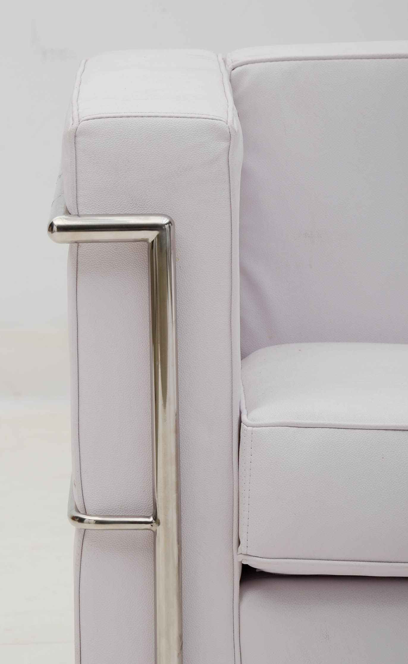 Mid Century Modern LC2 Petit White Leather Loveseat