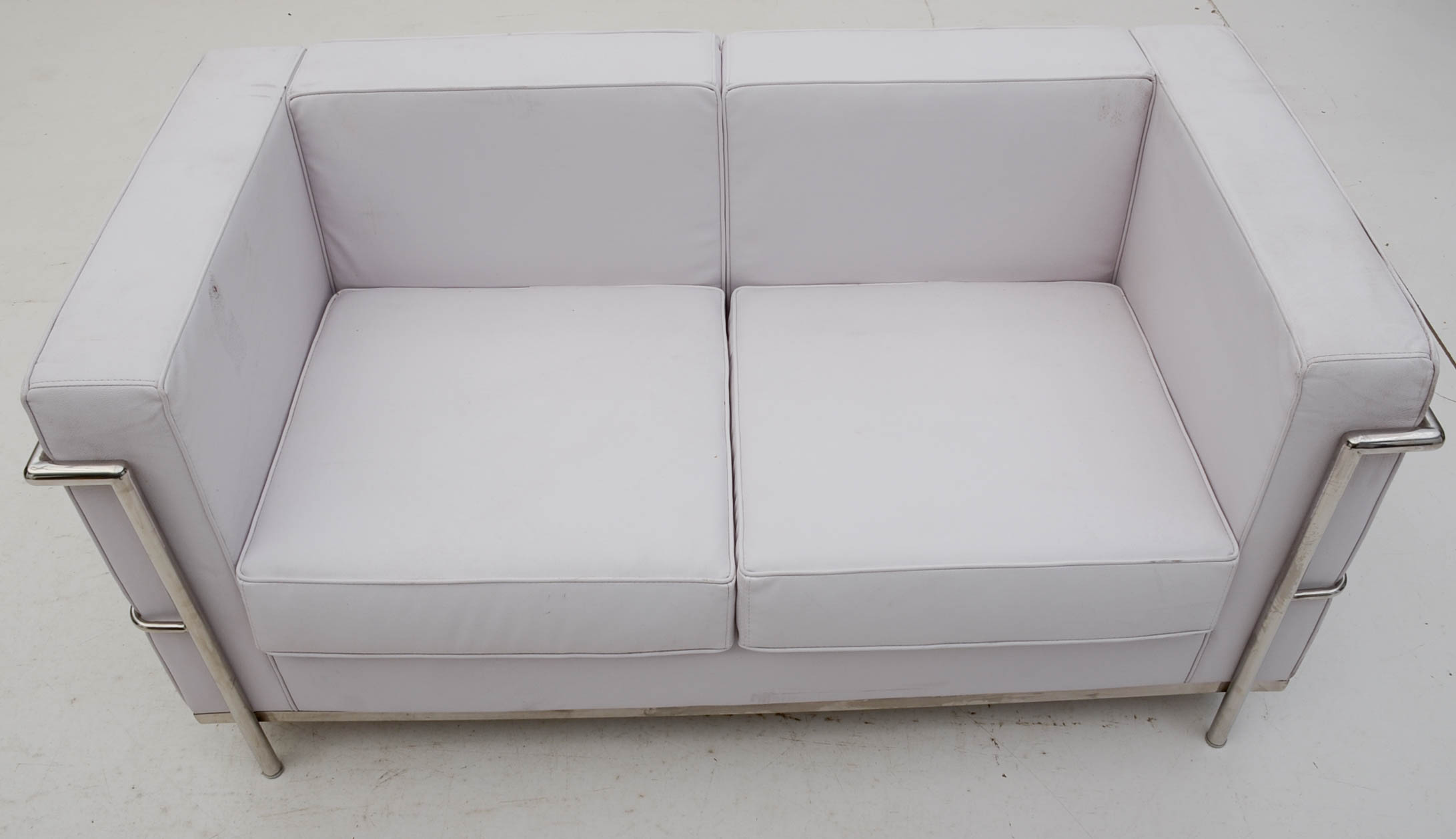 Mid Century Modern LC2 Petit White Leather Loveseat