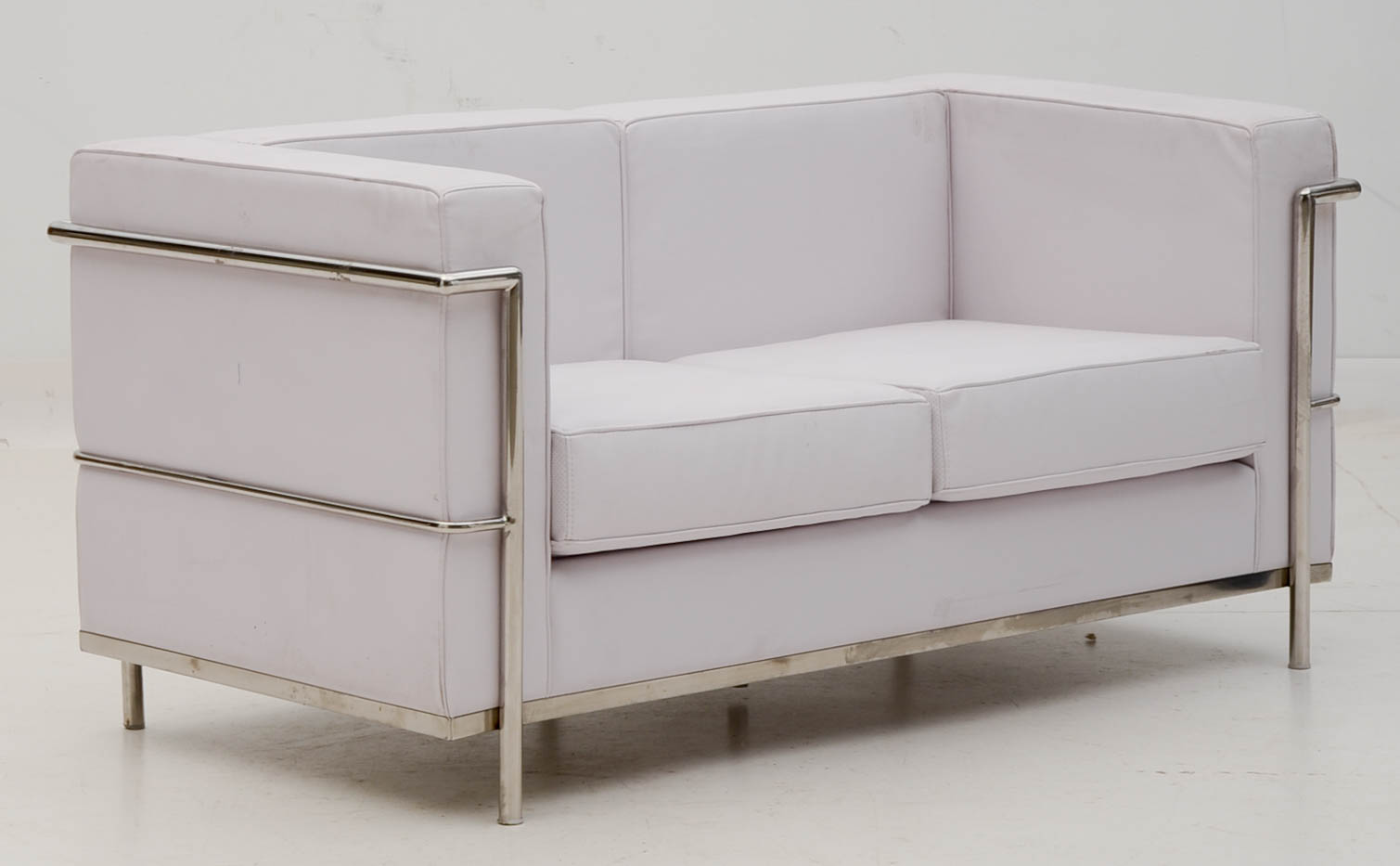 Mid Century Modern LC2 Petit White Leather Loveseat