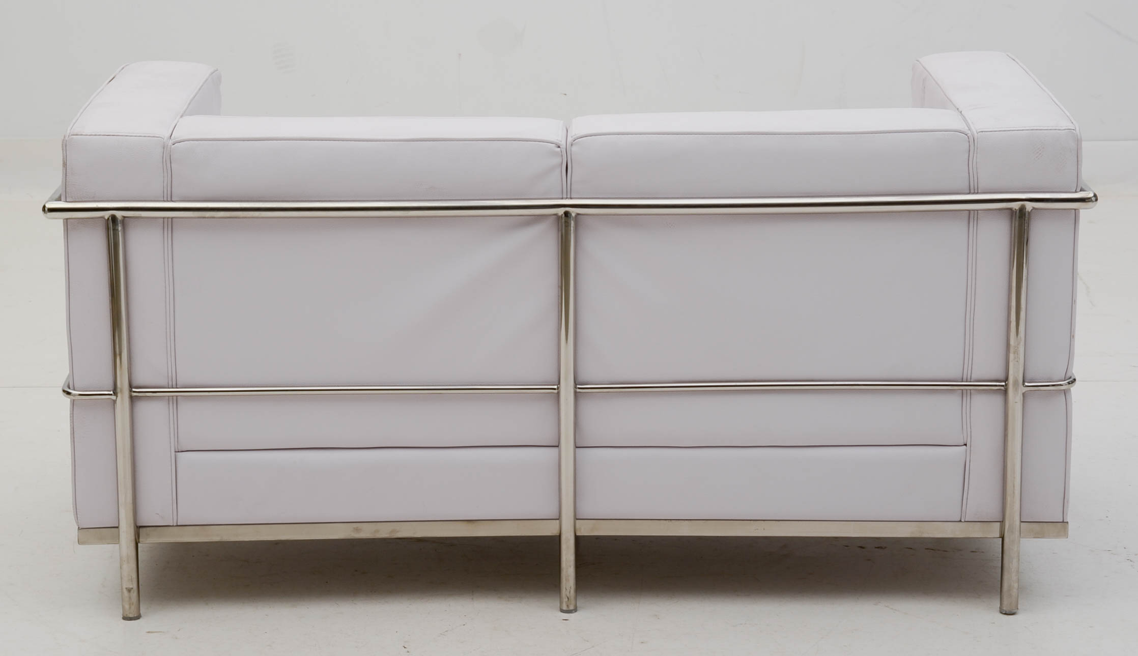 Mid Century Modern LC2 Petit White Leather Loveseat