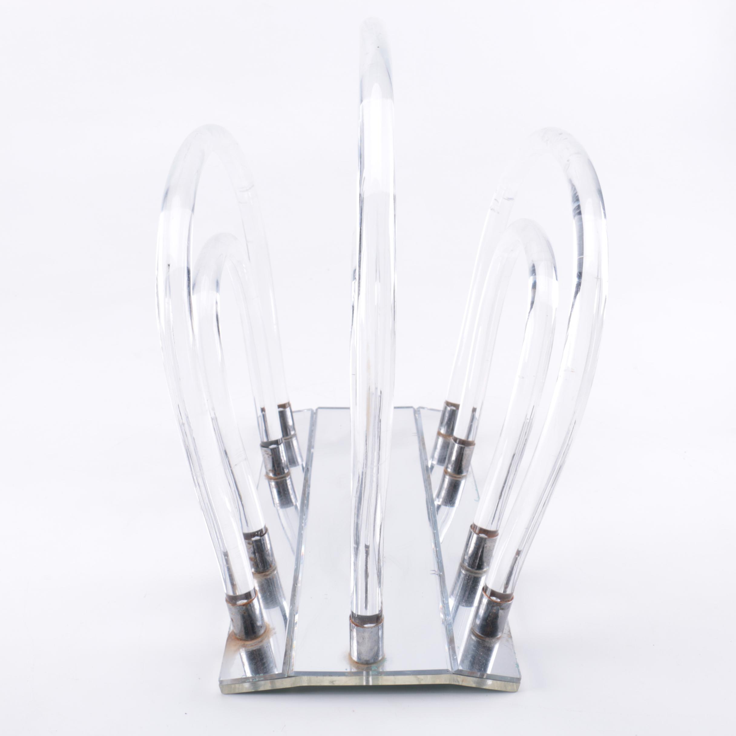 Dorothy Thorpe Mid Century Modern Lucite Magazine Rack