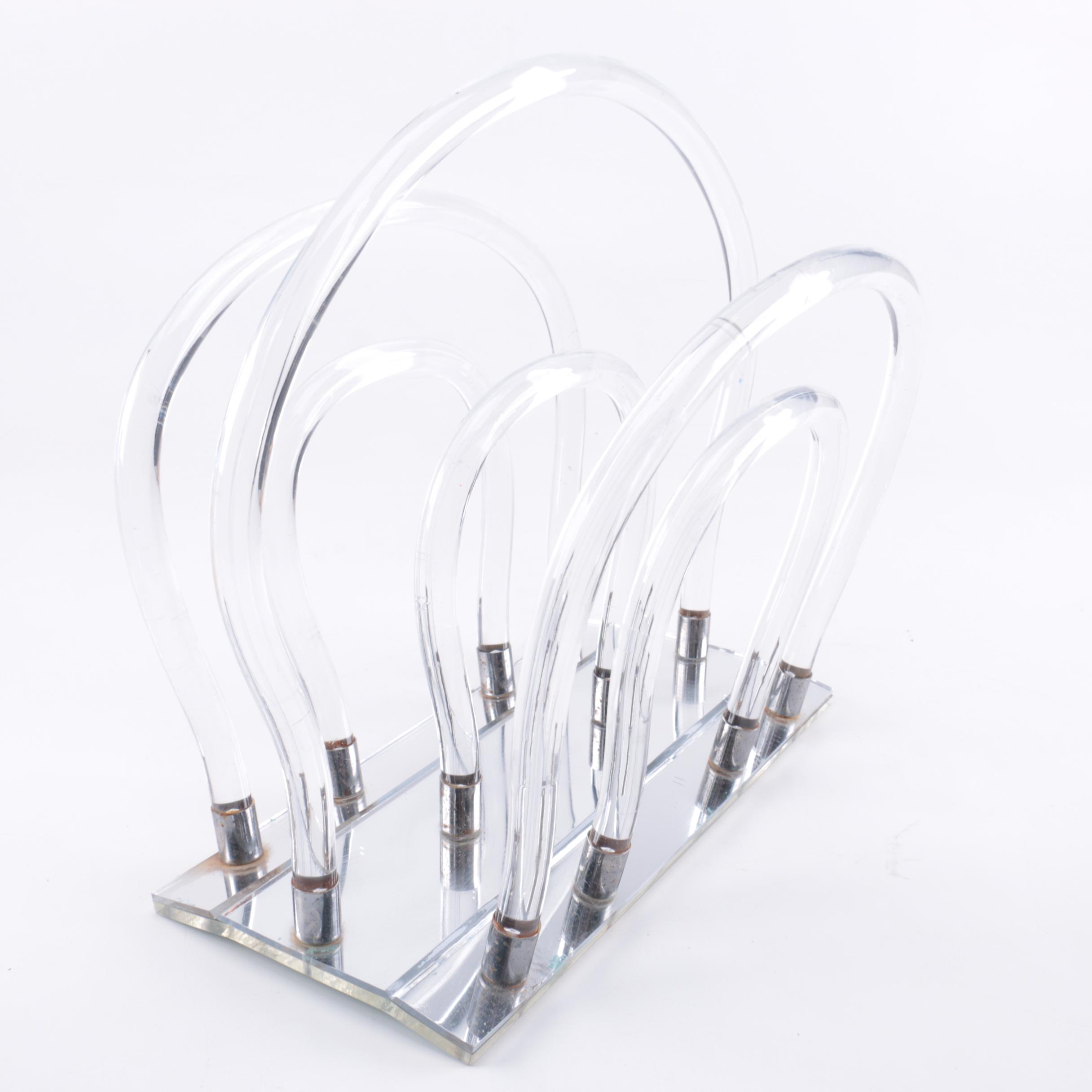 Dorothy Thorpe Mid Century Modern Lucite Magazine Rack