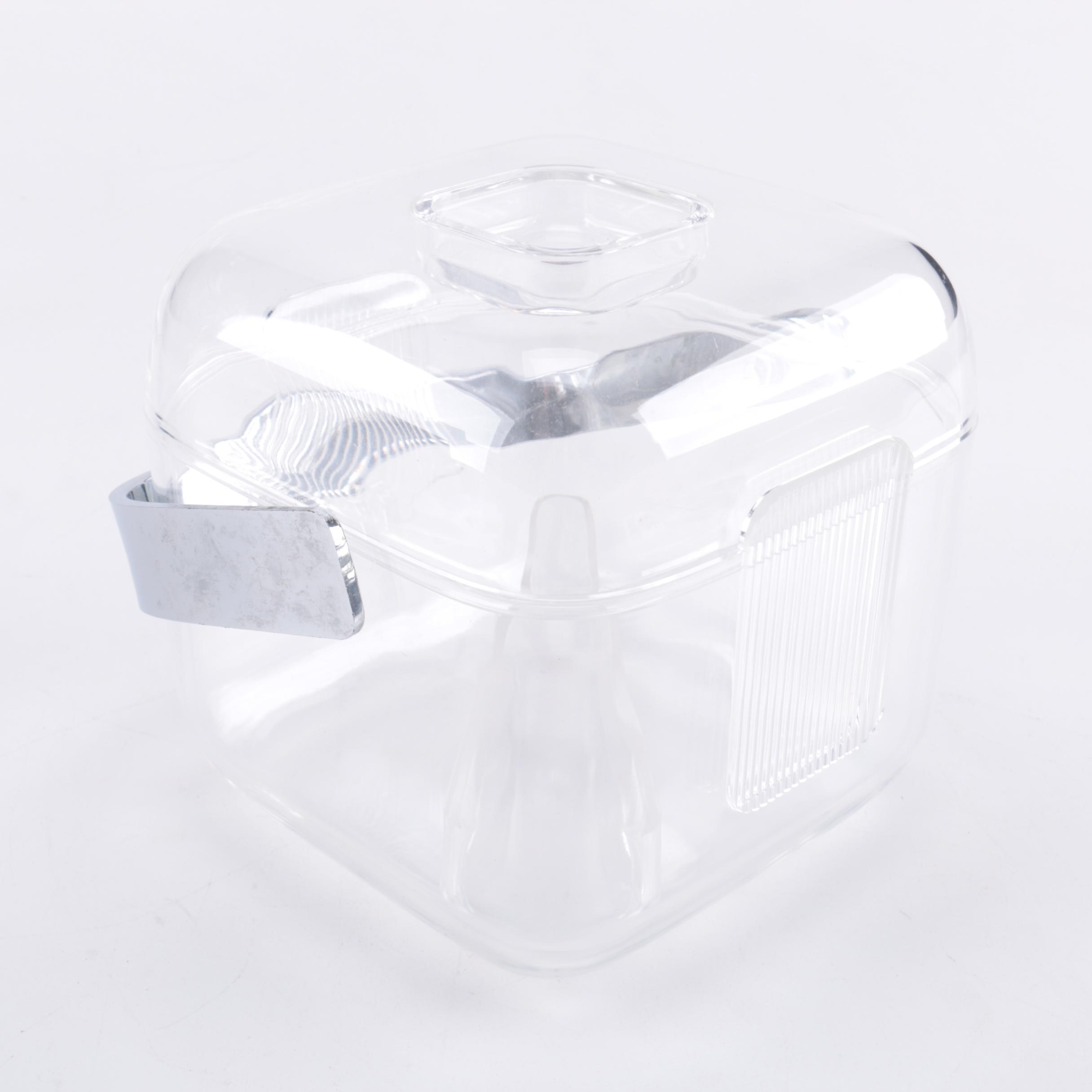 Mid Century Modern Italian "Guzzini" Lucite Ice Bucket and Tongs