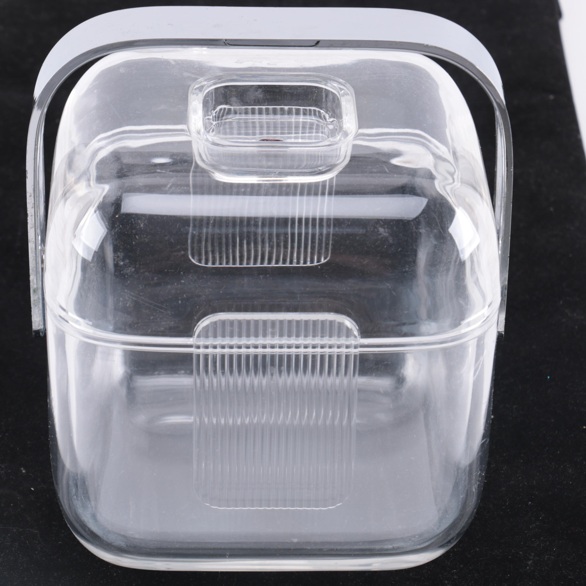 Mid Century Modern Italian "Guzzini" Lucite Ice Bucket and Tongs