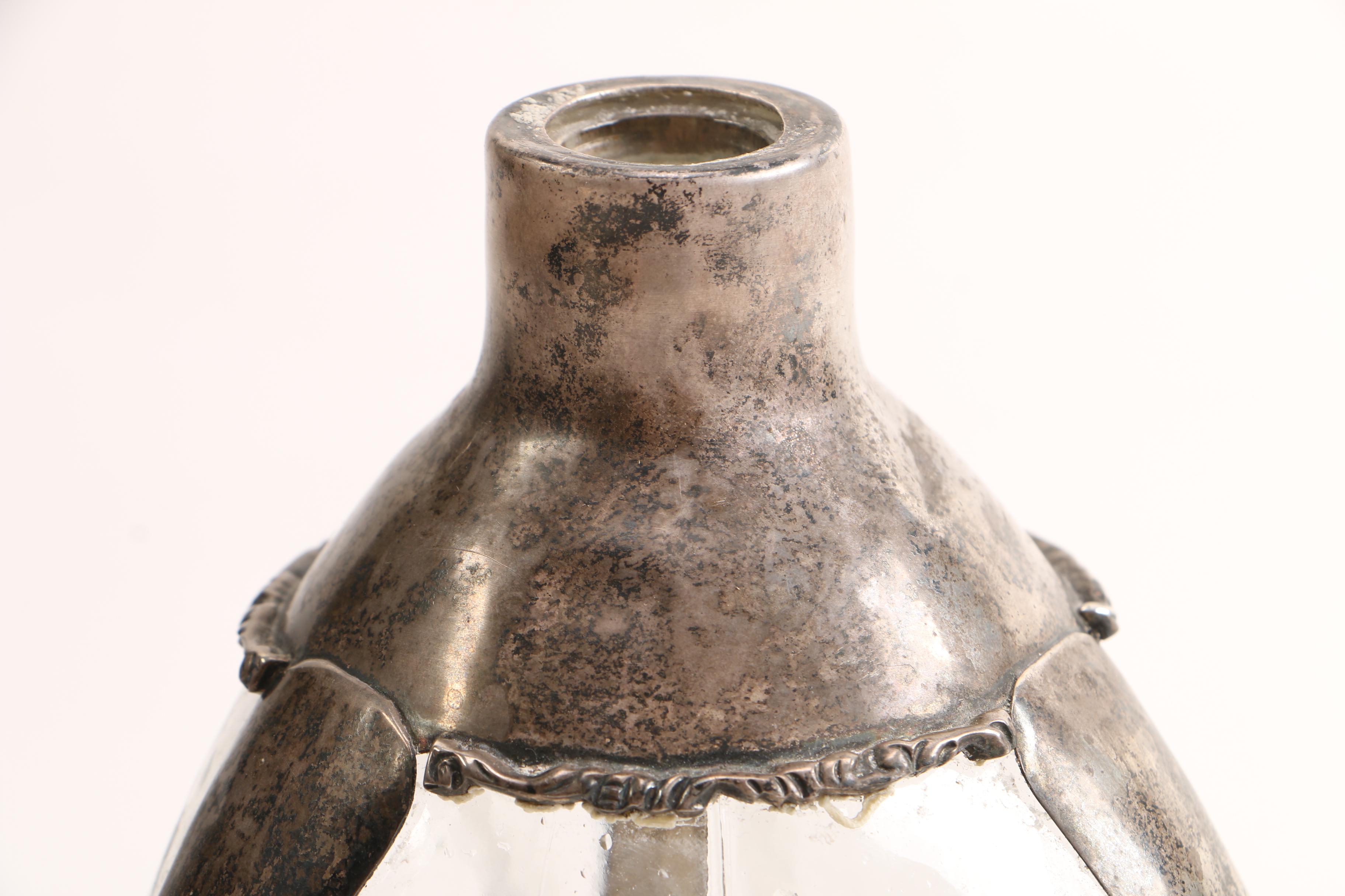 Glass Bottle with Silver Plated Overlay