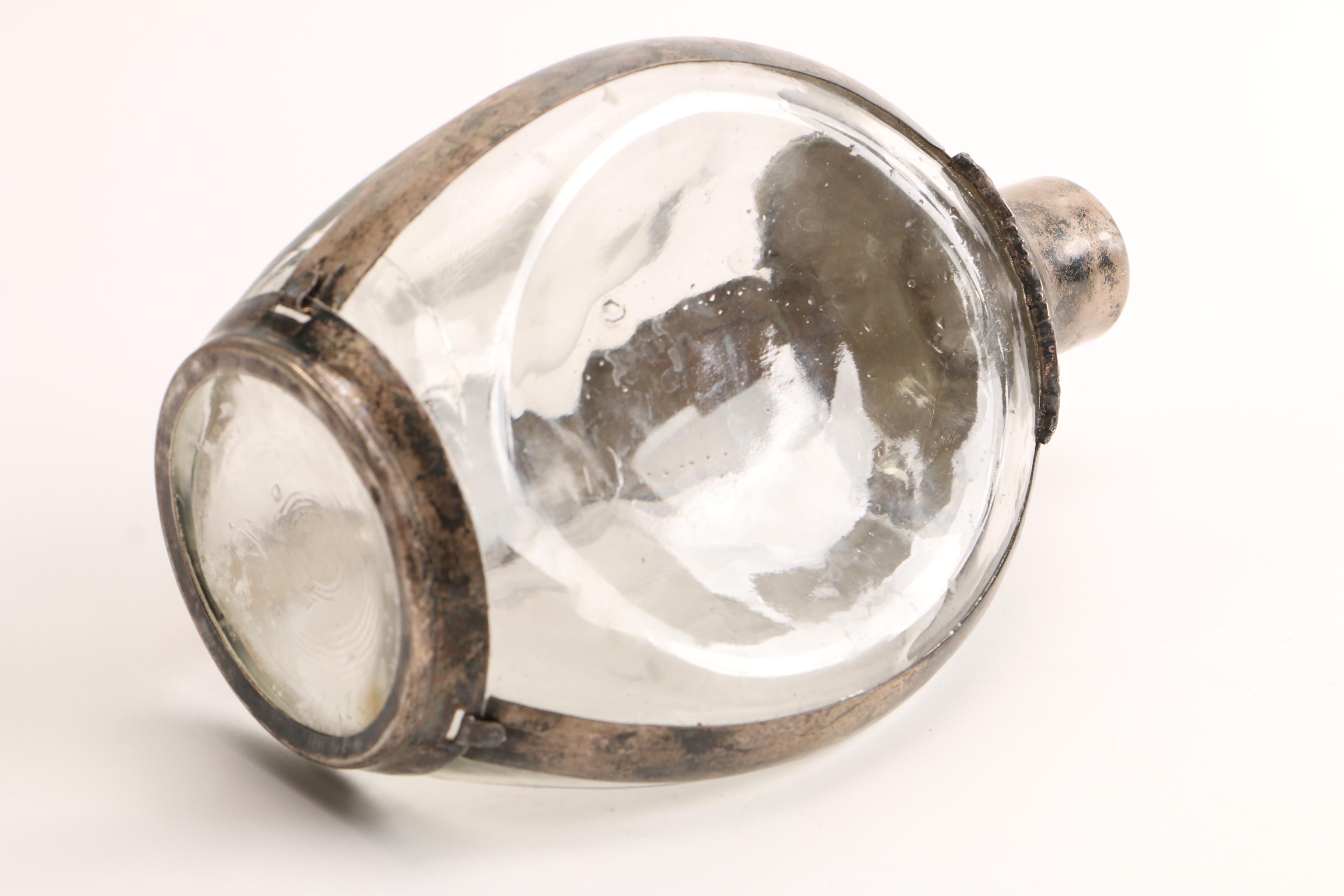 Glass Bottle with Silver Plated Overlay
