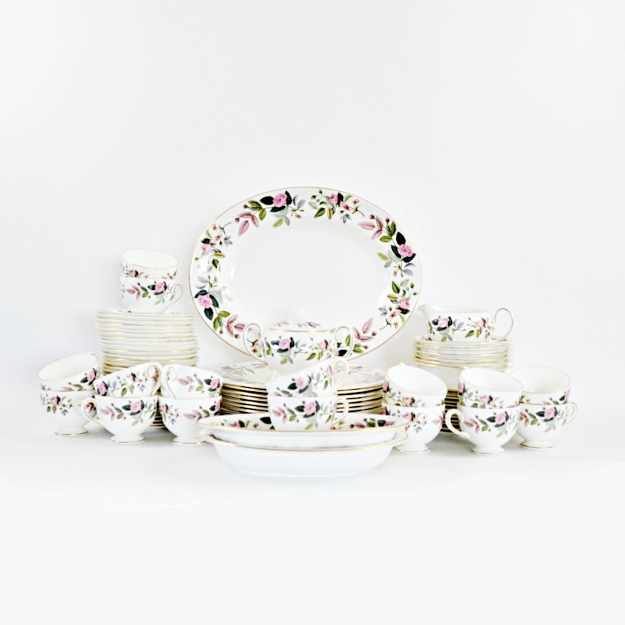 Eighty-One Piece Wedgwood "Hathaway Rose" Bone China