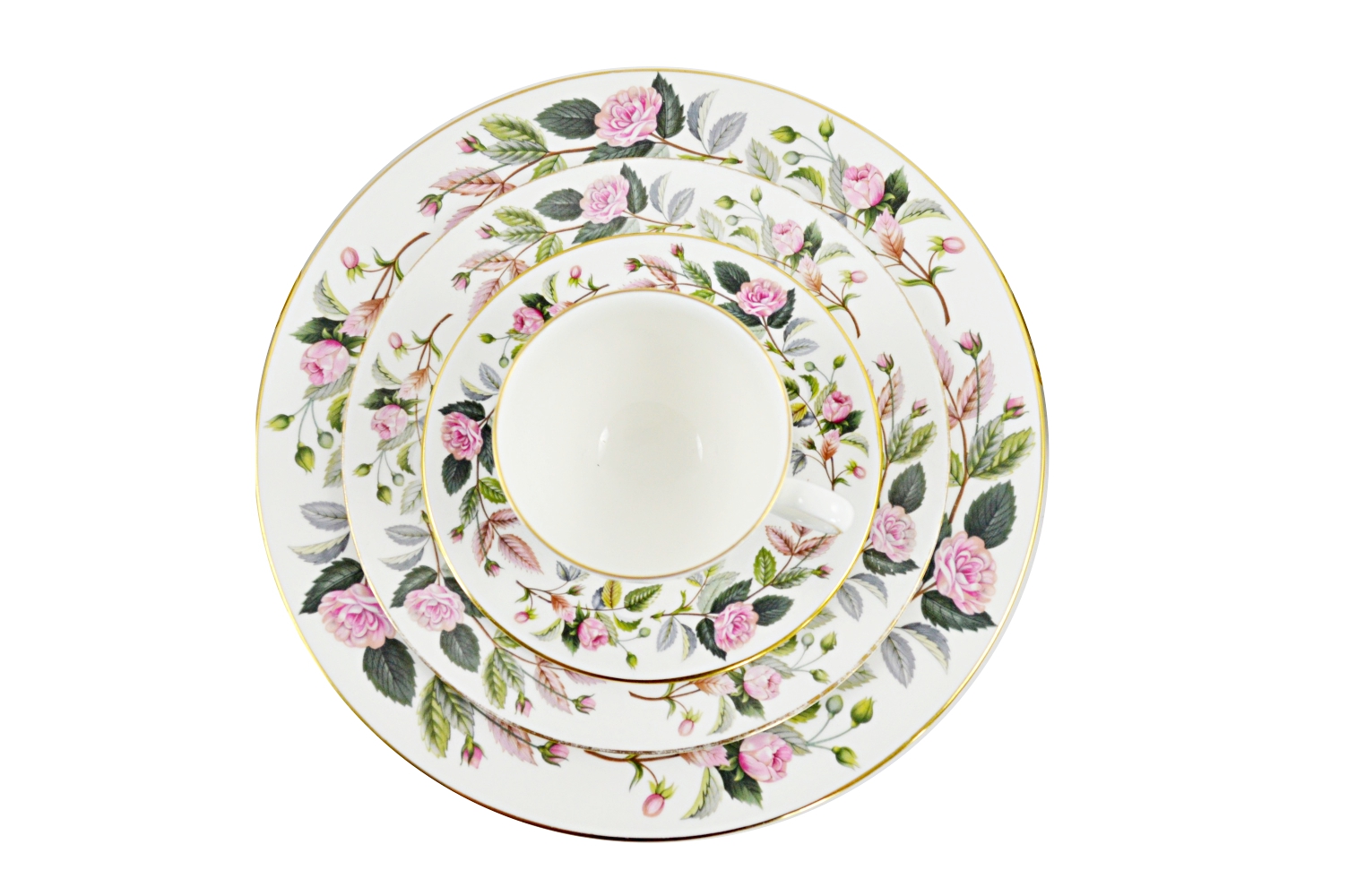 Eighty-One Piece Wedgwood "Hathaway Rose" Bone China