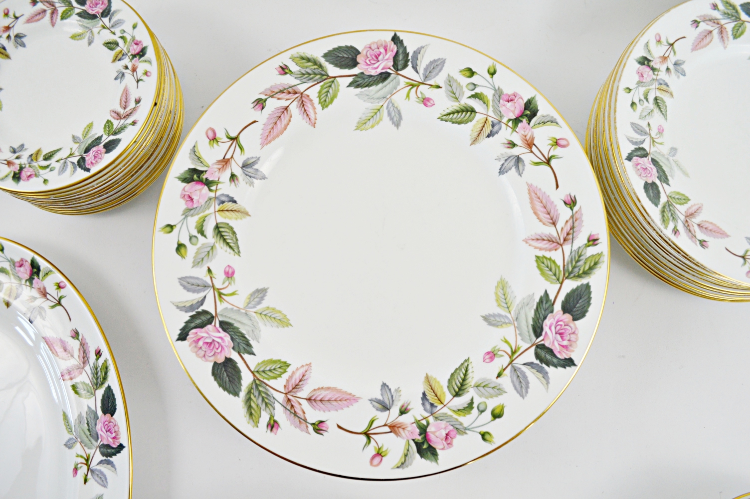 Eighty-One Piece Wedgwood "Hathaway Rose" Bone China