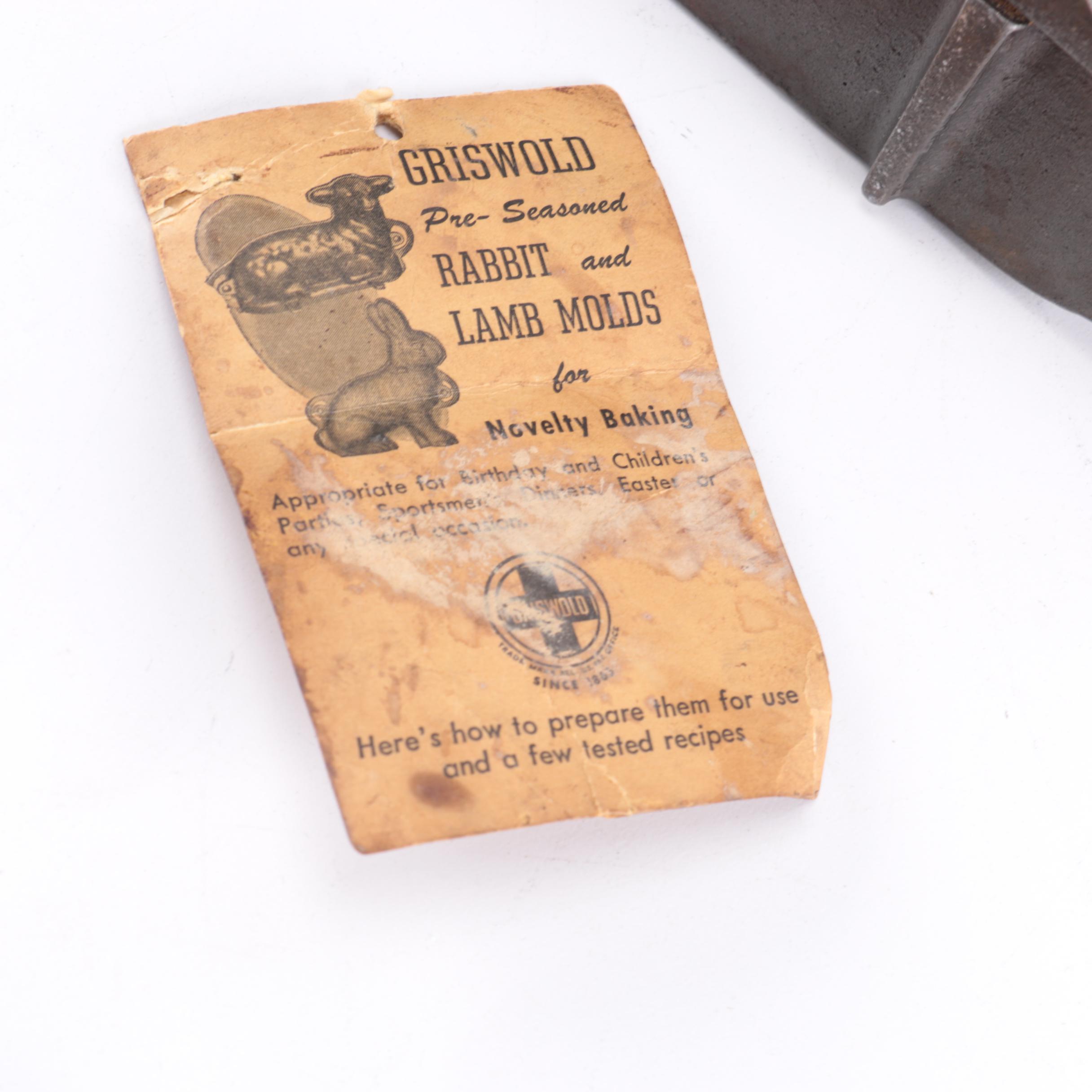 Vintage Griswold Cast Iron Lamb Cake Mold