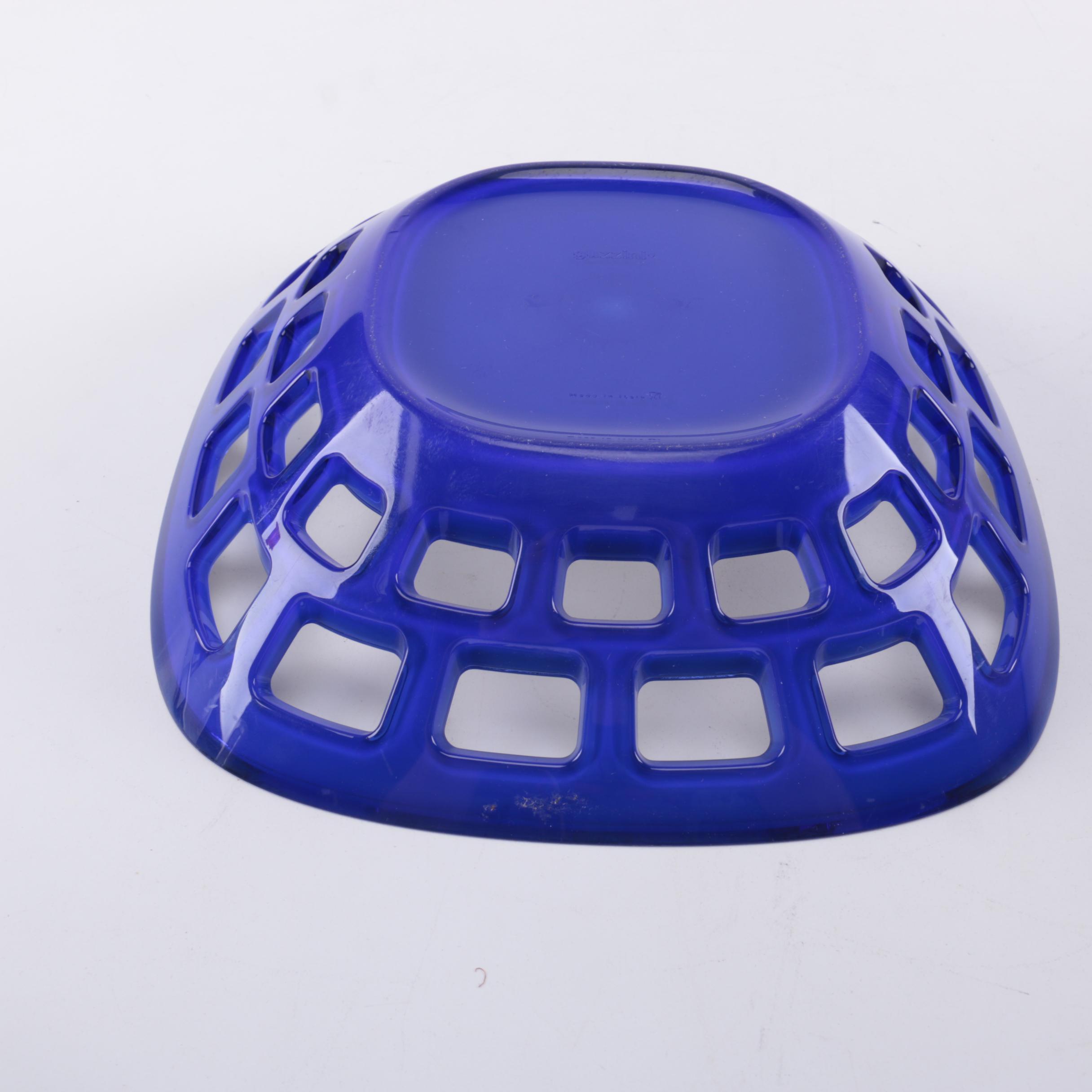 Guzzini Lucite Bread Basket and Wooden Dough Bowl Trencher