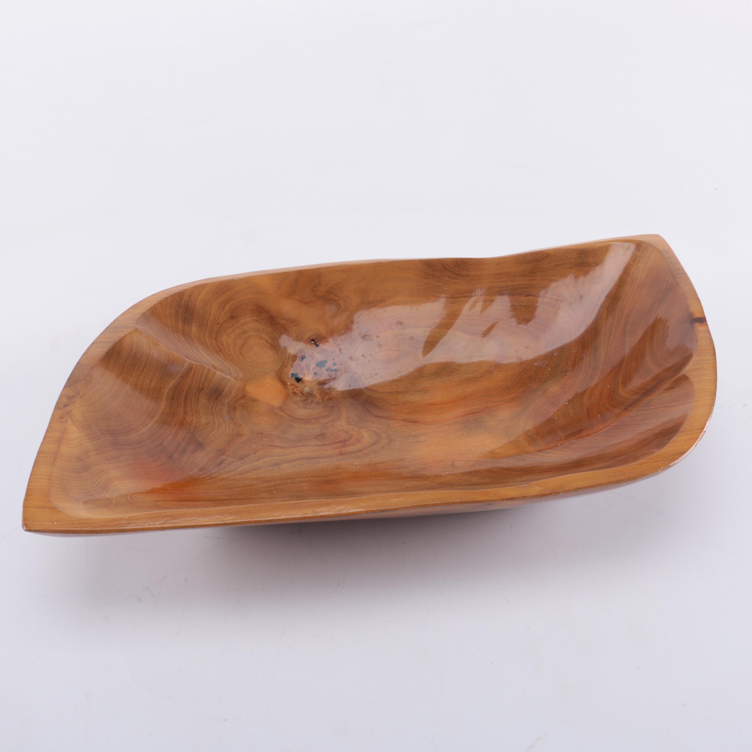 Guzzini Lucite Bread Basket and Wooden Dough Bowl Trencher