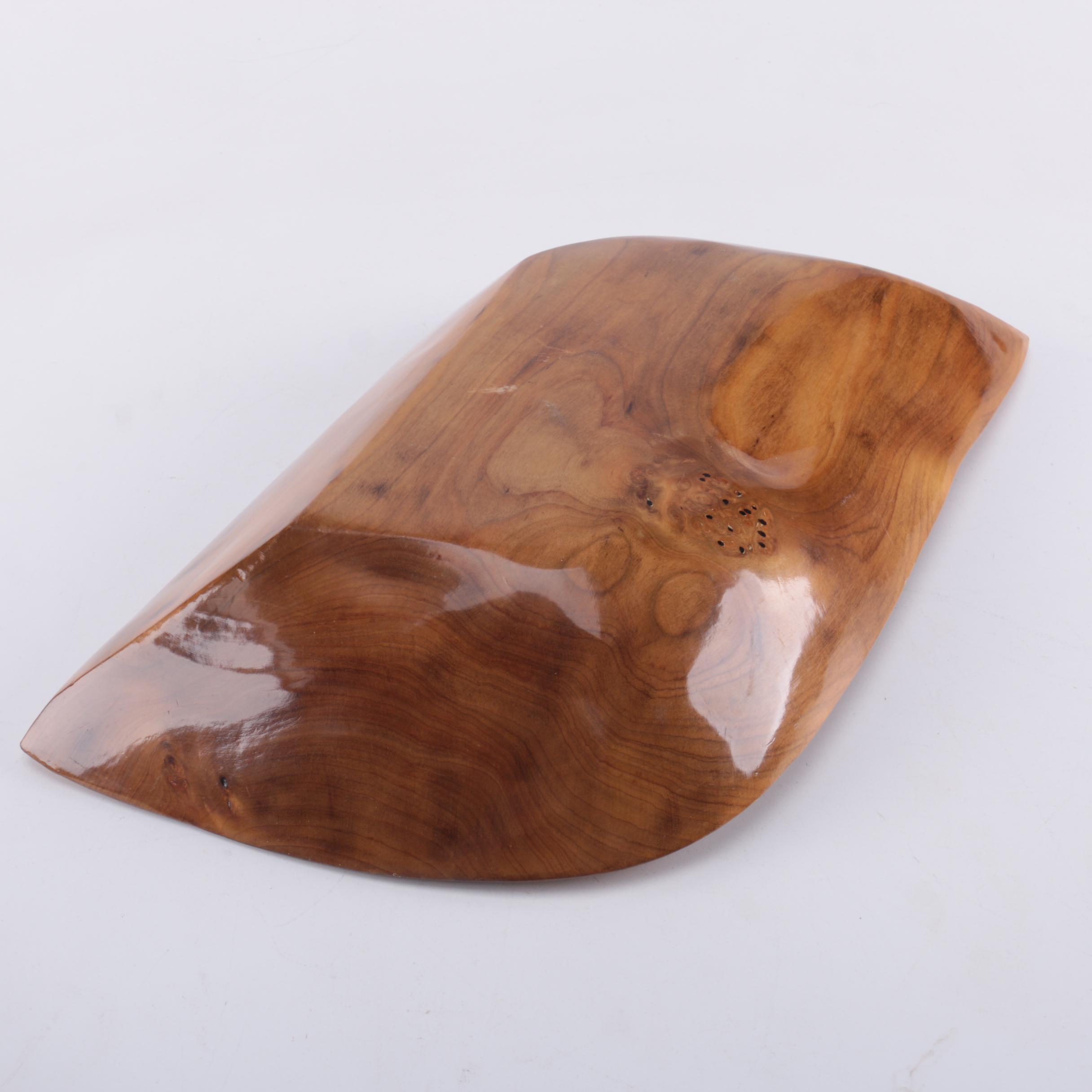Guzzini Lucite Bread Basket and Wooden Dough Bowl Trencher