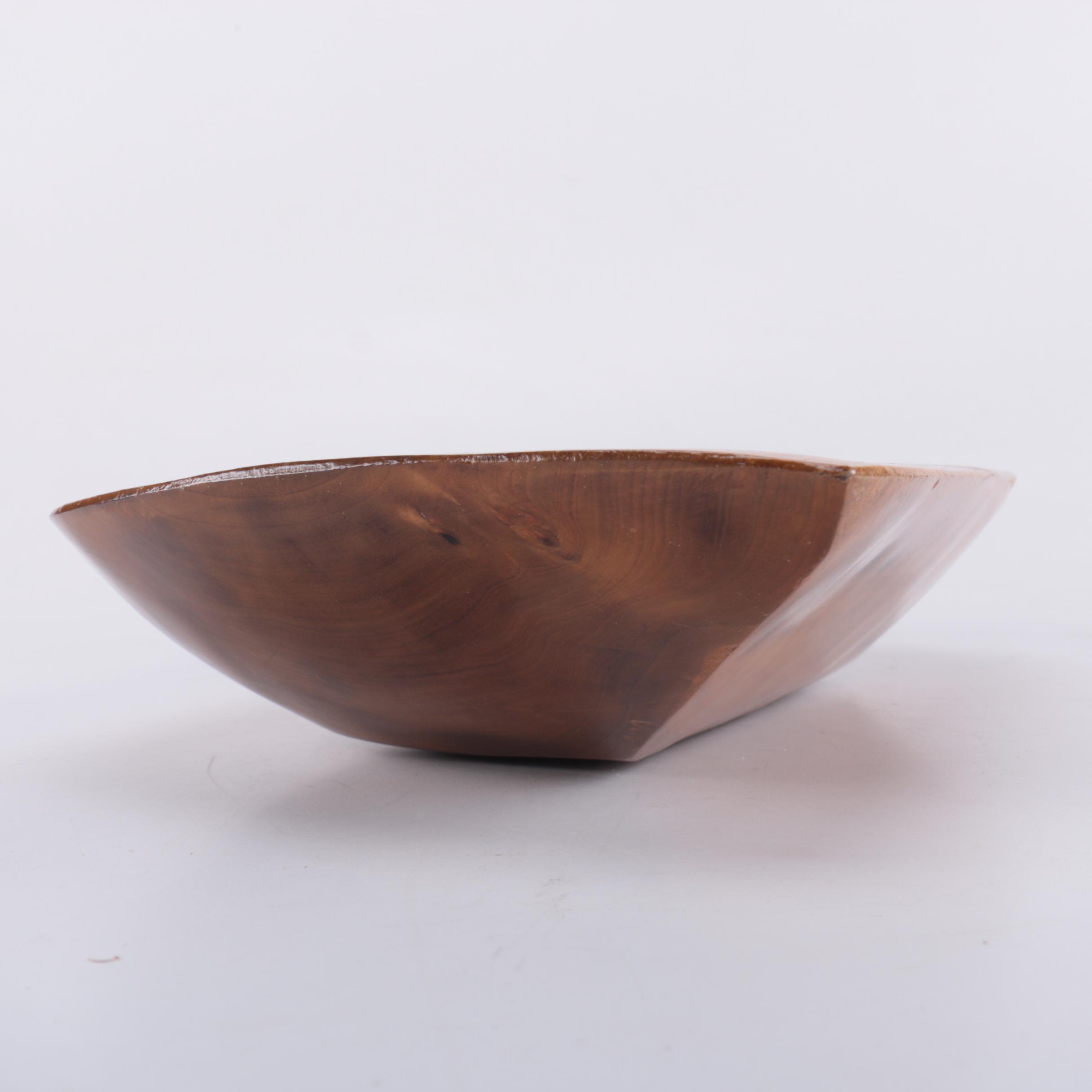 Guzzini Lucite Bread Basket and Wooden Dough Bowl Trencher