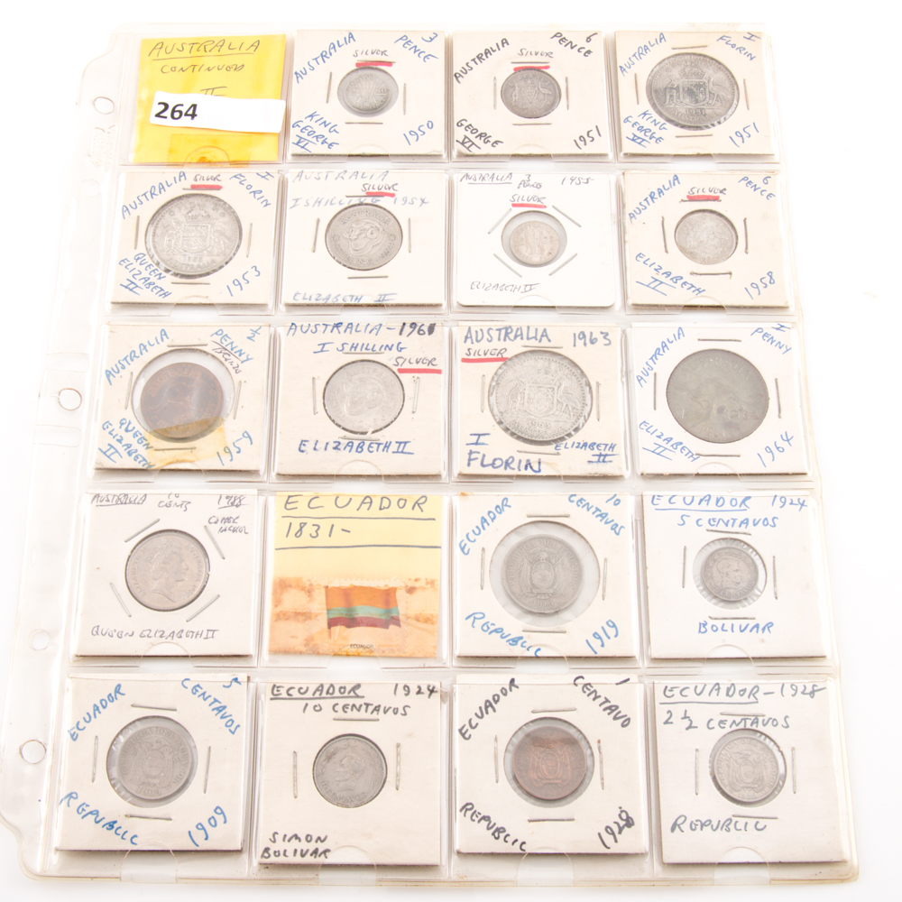 Group of (18) Assorted Australian and Ecuadorian Coins