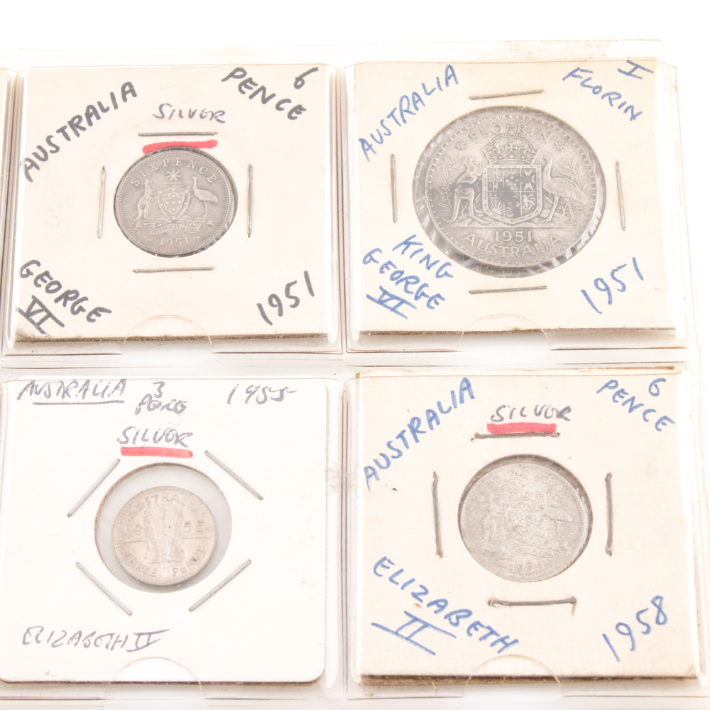 Group of (18) Assorted Australian and Ecuadorian Coins