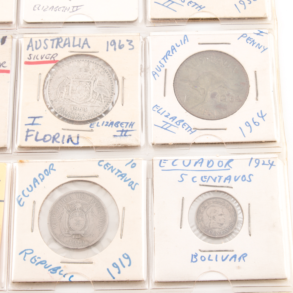 Group of (18) Assorted Australian and Ecuadorian Coins