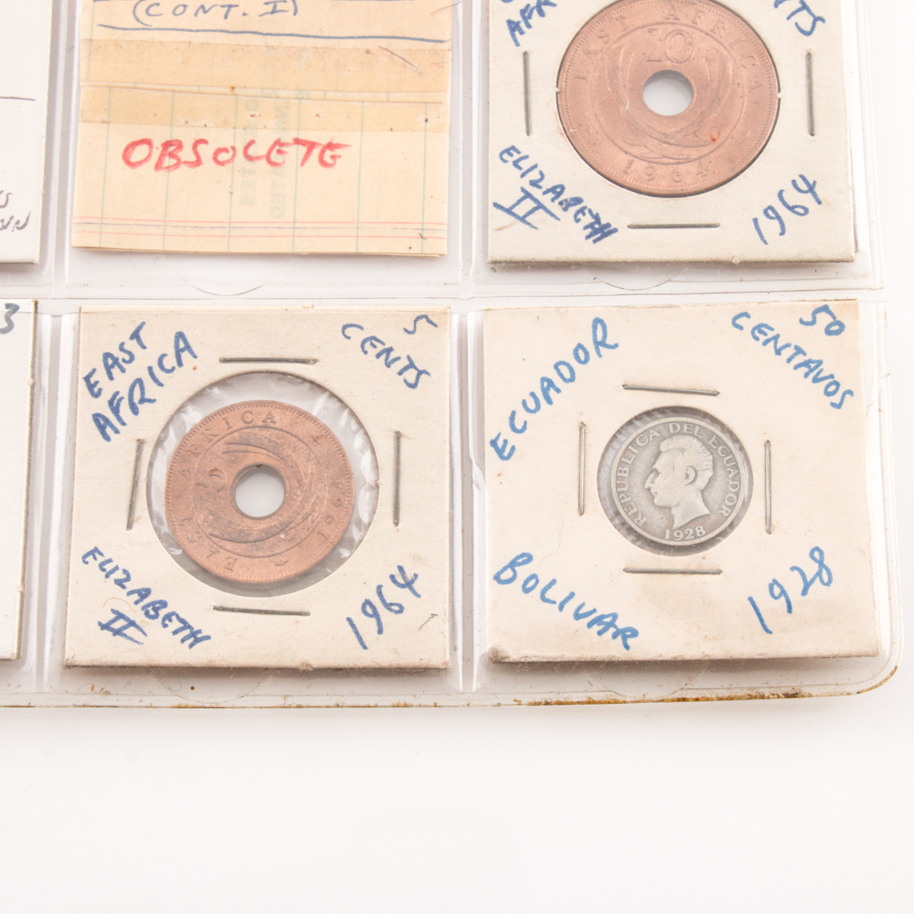 Group of (18) Assorted Obsolete Coins From Annam (Vietnam), East Africa, and Ecuador
