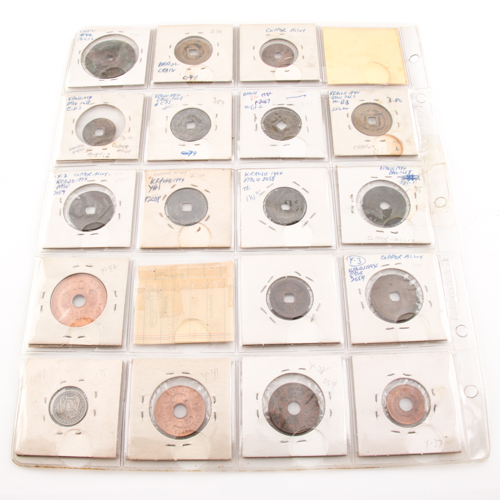 Group of (18) Assorted Obsolete Coins From Annam (Vietnam), East Africa, and Ecuador