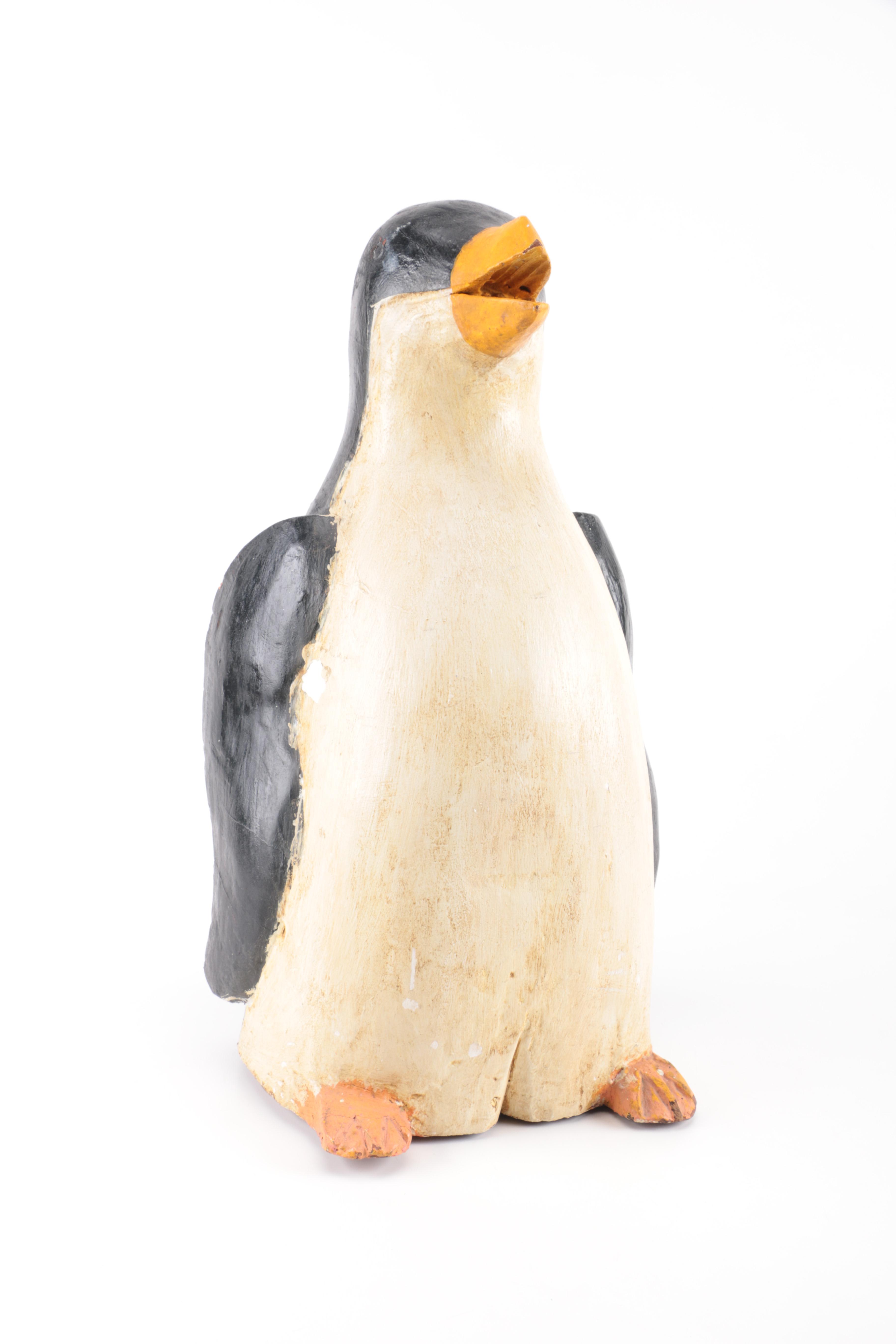 Wooden and Ceramic Penguin Figurines