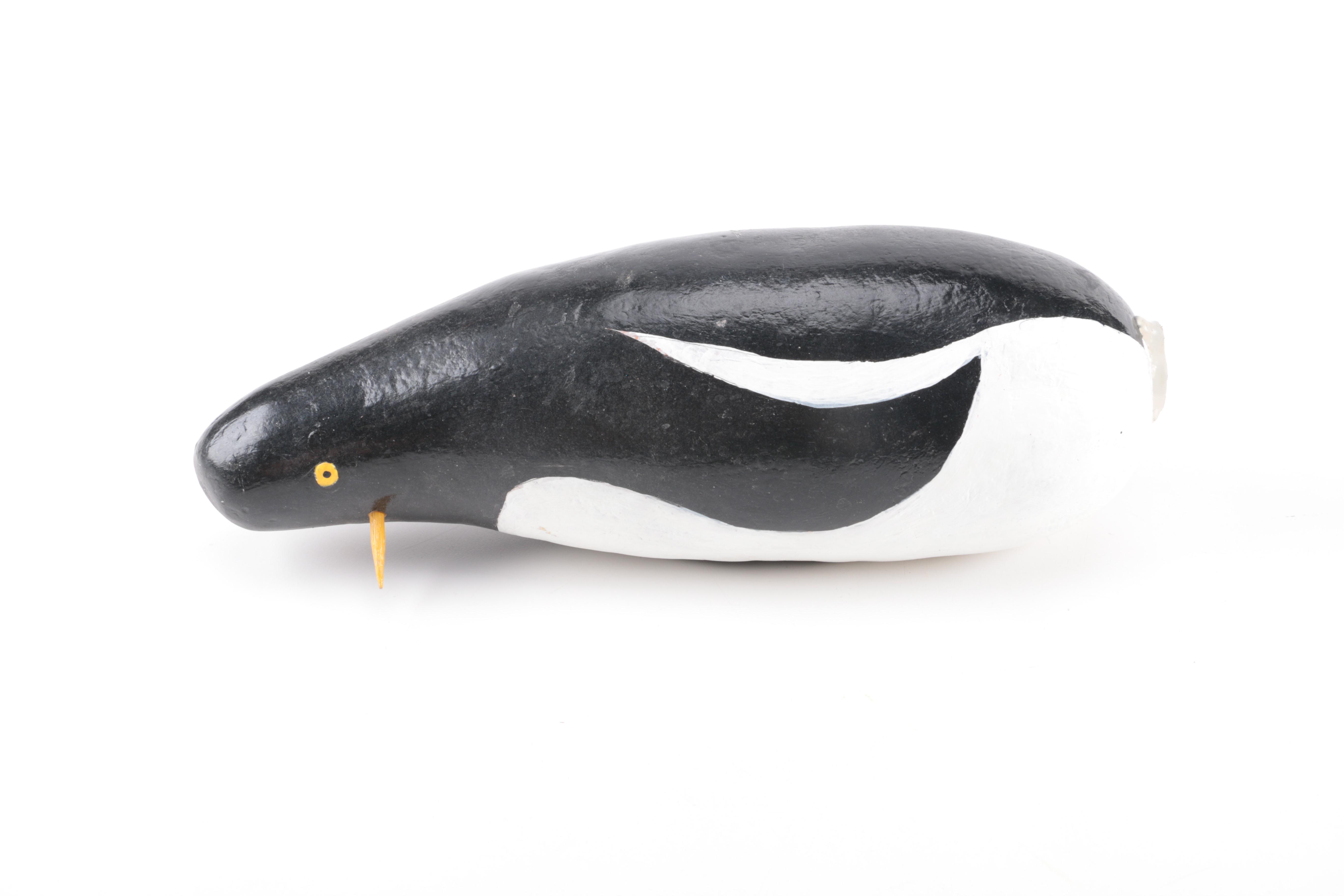 Wooden and Ceramic Penguin Figurines