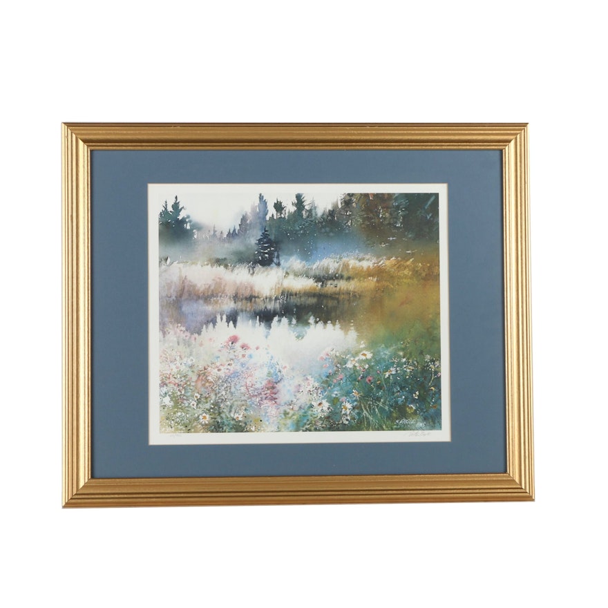 Nita Engle Signed Limited Edition Offset Lithograph on Paper "Wild Rose Marsh"