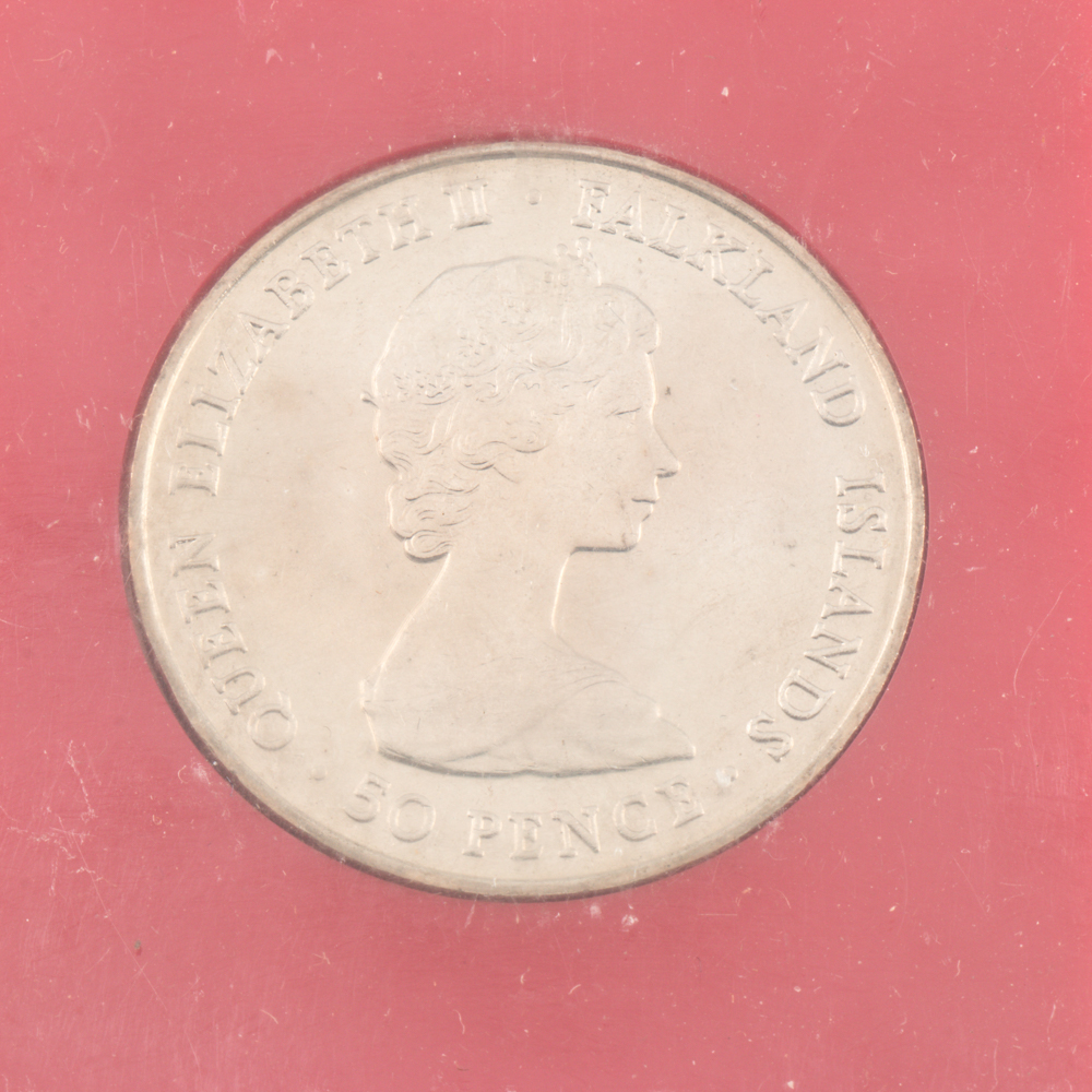 Group of Ethiopian Currency and a 1982 Falkland Islands Liberation Crown