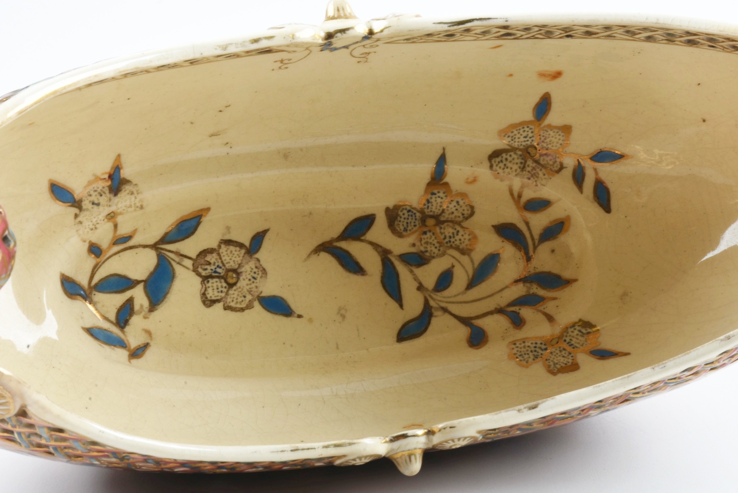 19th-Century Fischer J. Reticulated Ceramic Centerpiece Bowl