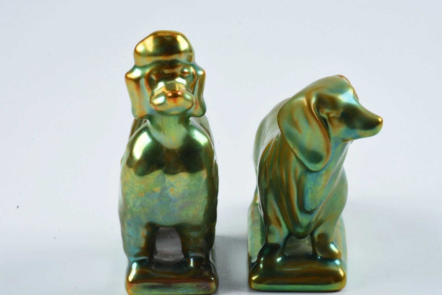 Zsolnay Pottery Ceramic Poodle and Daschund Figurines