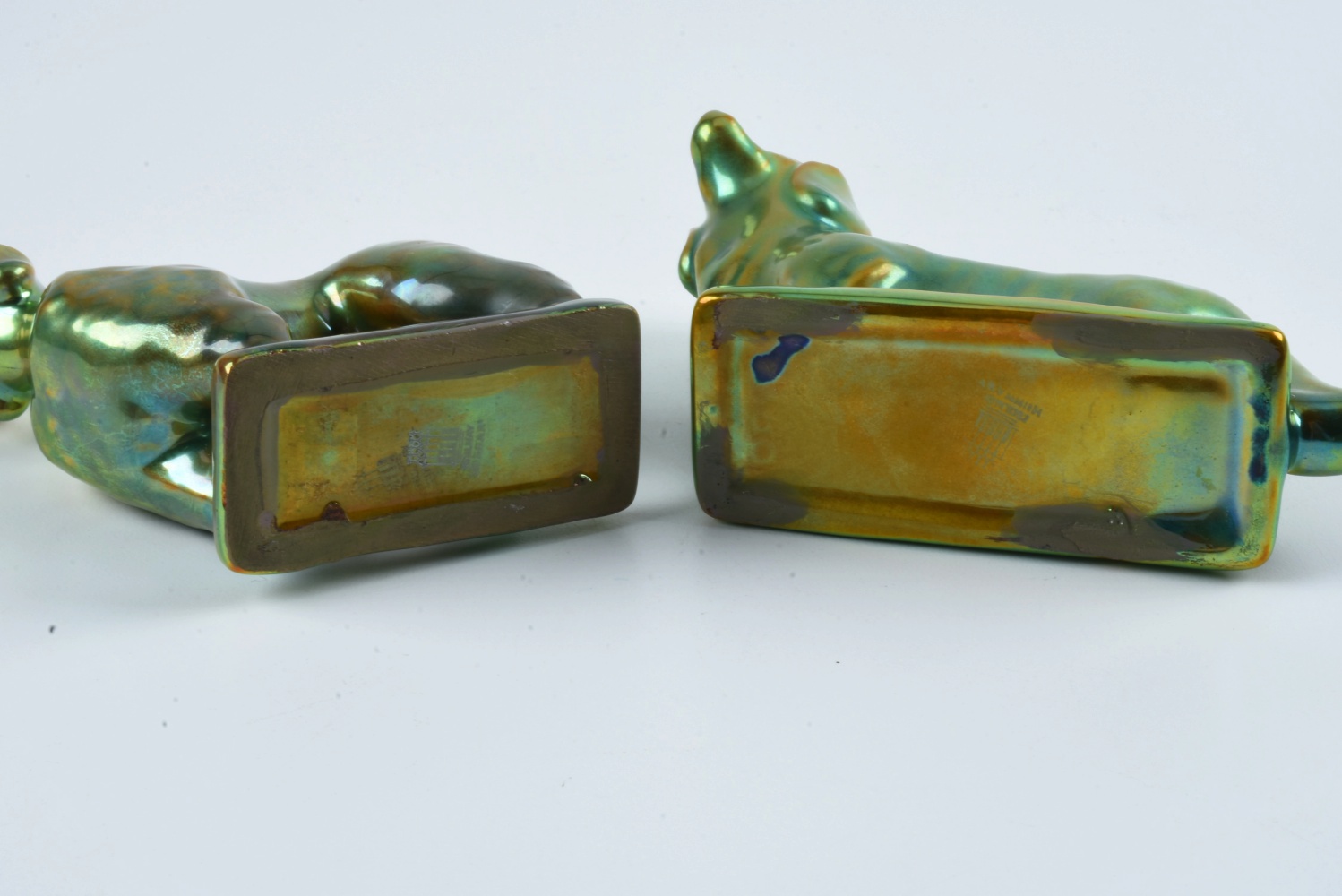 Zsolnay Pottery Ceramic Poodle and Daschund Figurines