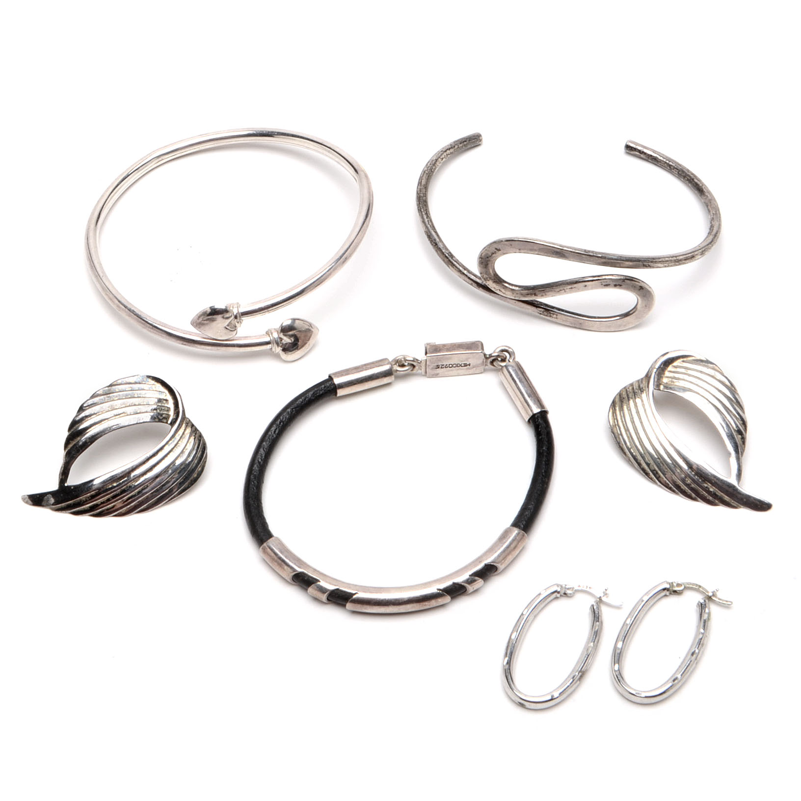 Mexican and Thai Sterling Silver Bracelets and Earrings