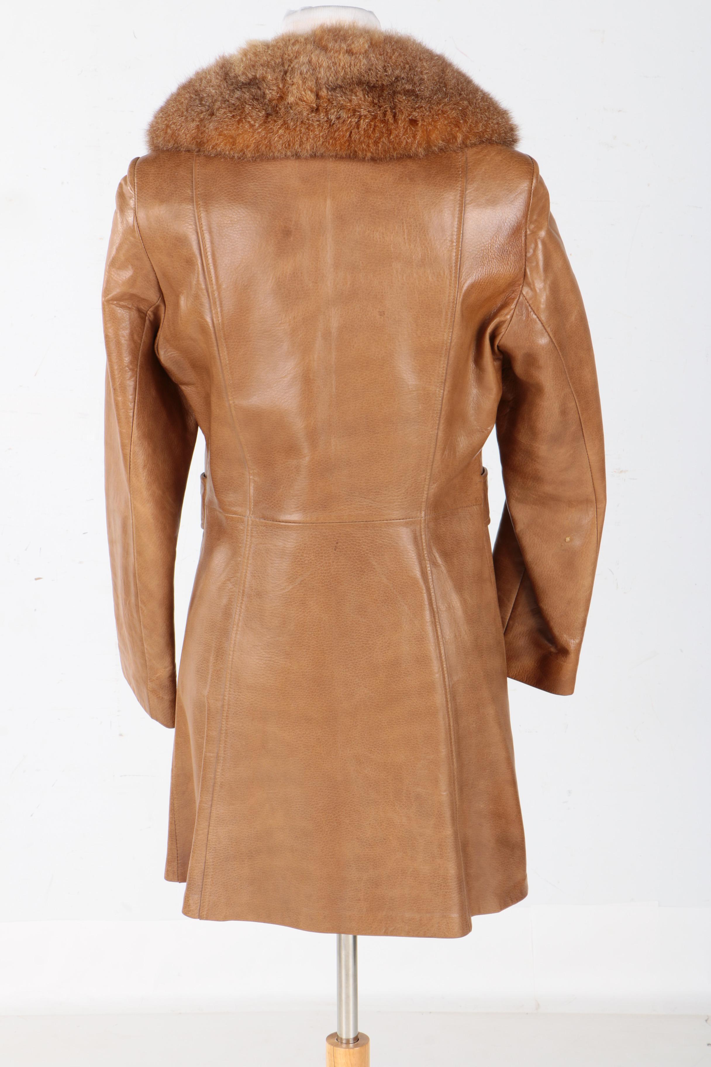 Lady Scully Leather Coat With Muskrat Collar
