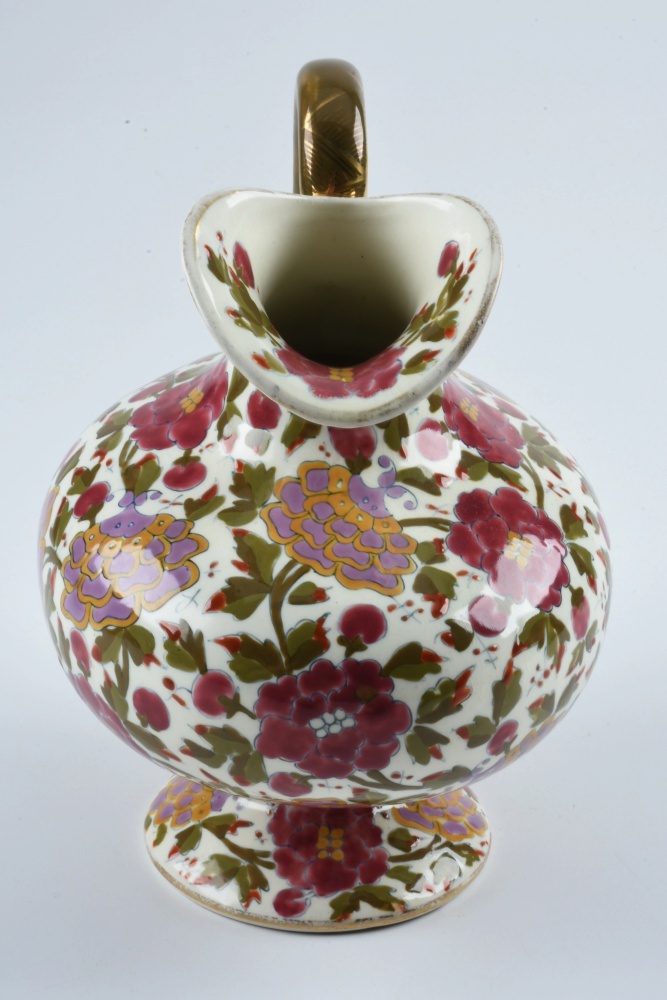 19th-Century Fischer J. Hand Painted Ceramic Jug