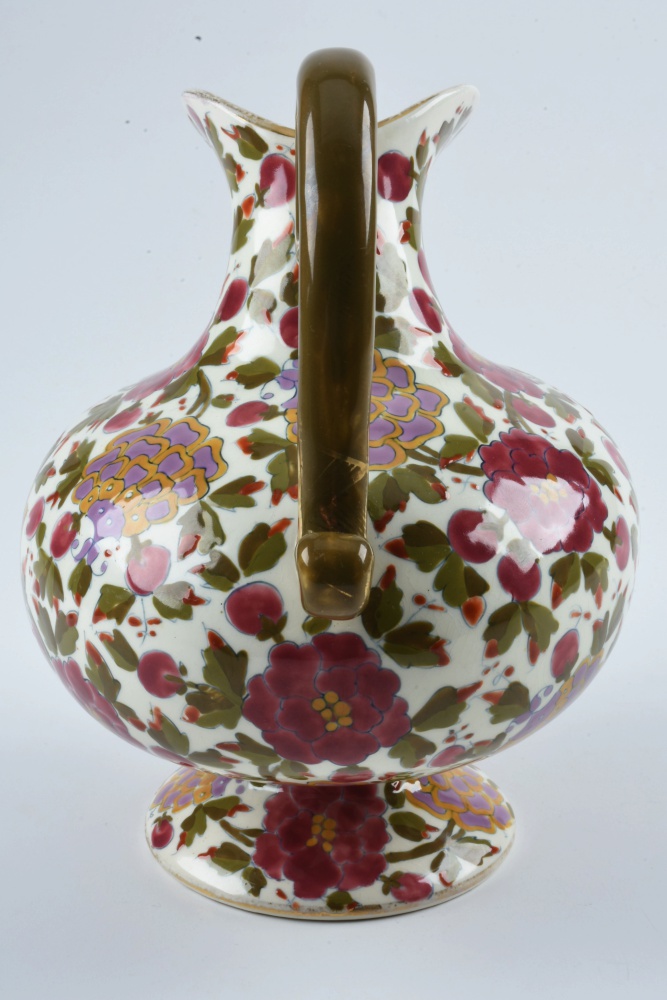 19th-Century Fischer J. Hand Painted Ceramic Jug