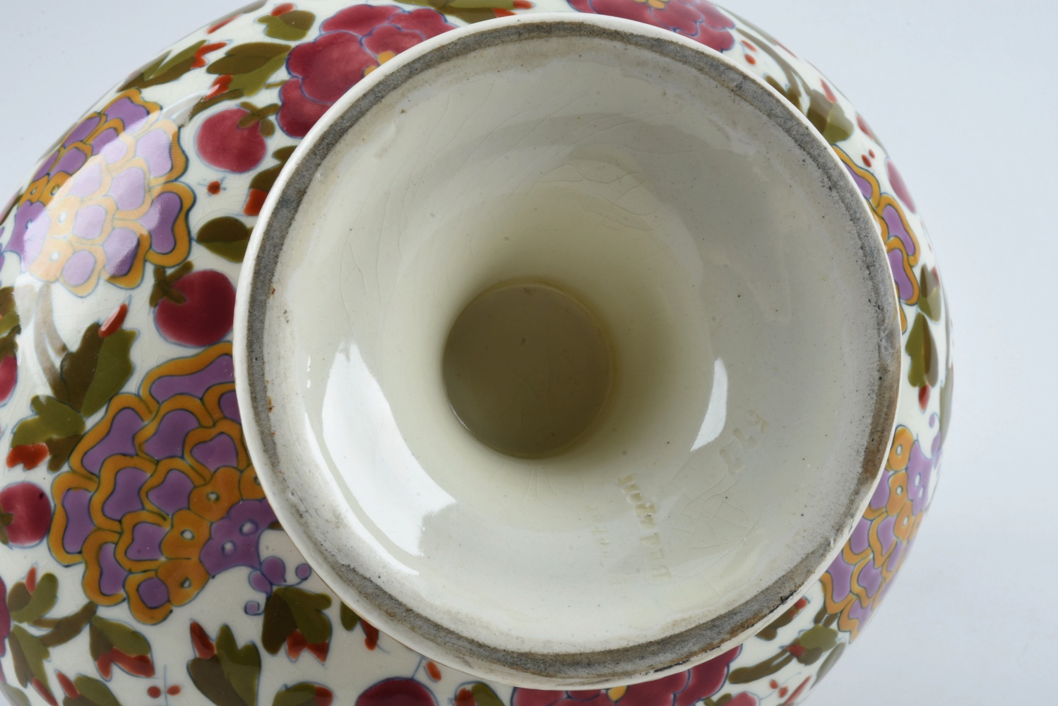 19th-Century Fischer J. Hand Painted Ceramic Jug