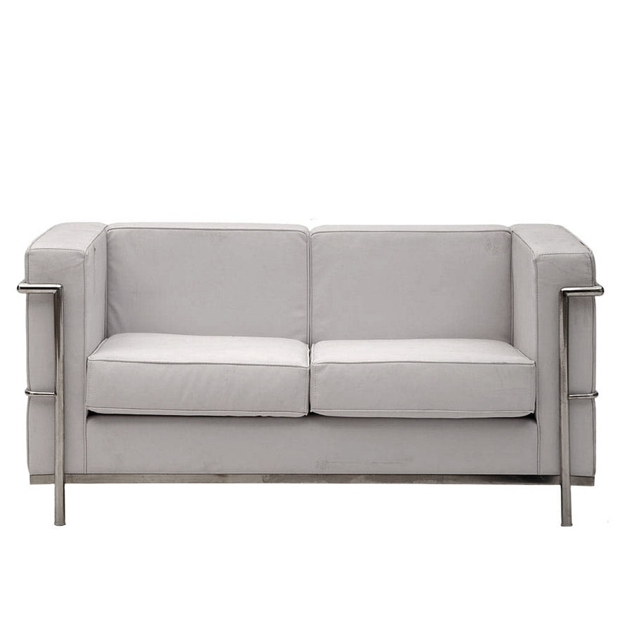 Mid Century Modern LC2 Petit White Leather Loveseat