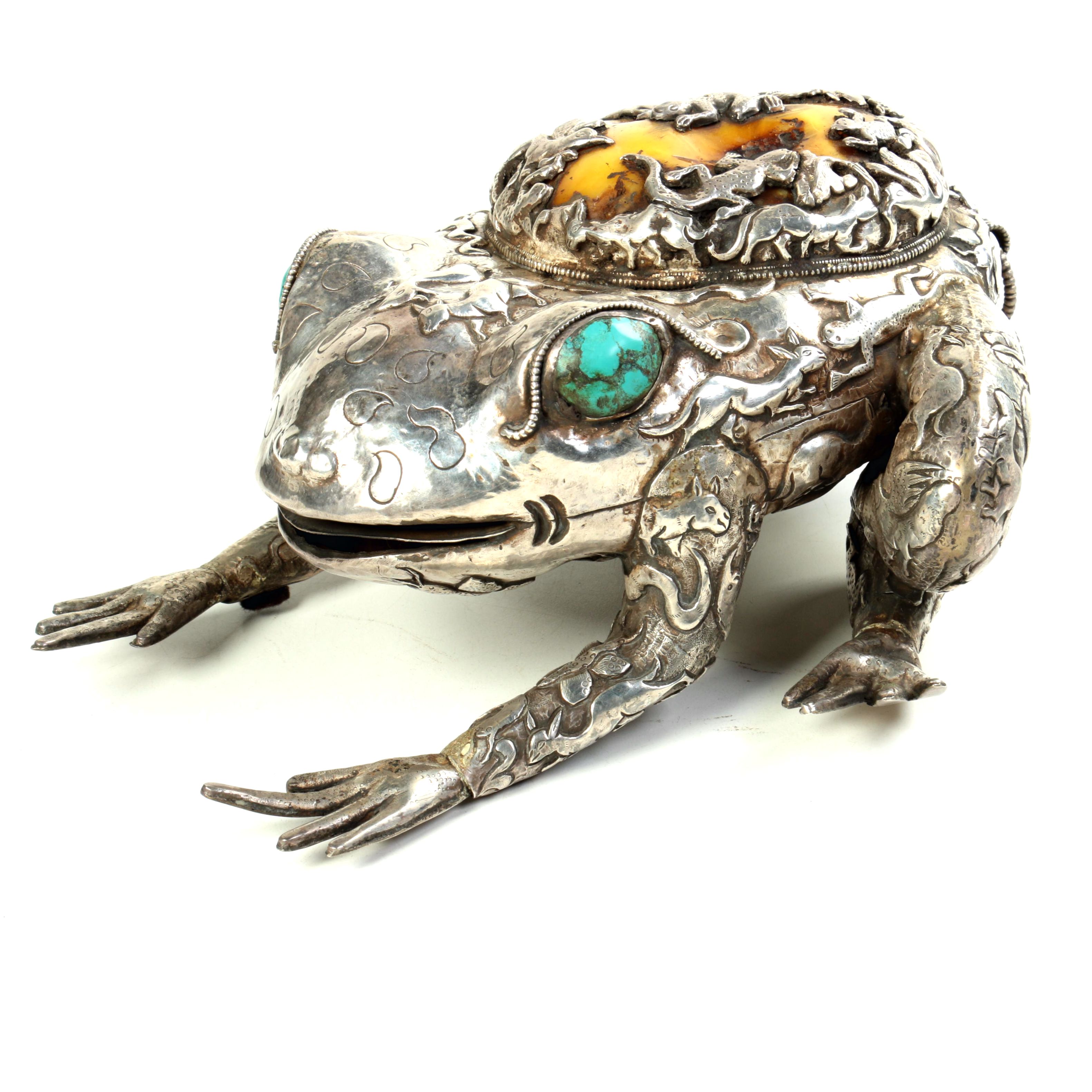 Silver Tone Metal Frog Figurine