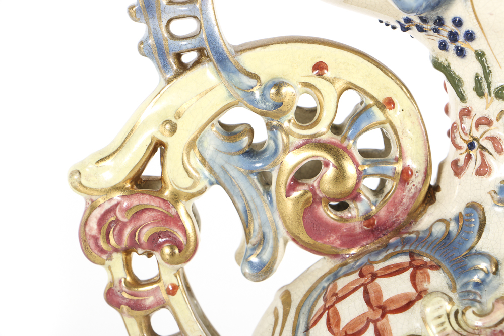 19th-Century Fischer J. Reticulated and Embossed Ceramic Jug