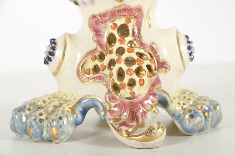 19th-Century Fischer J. Reticulated and Embossed Ceramic Jug