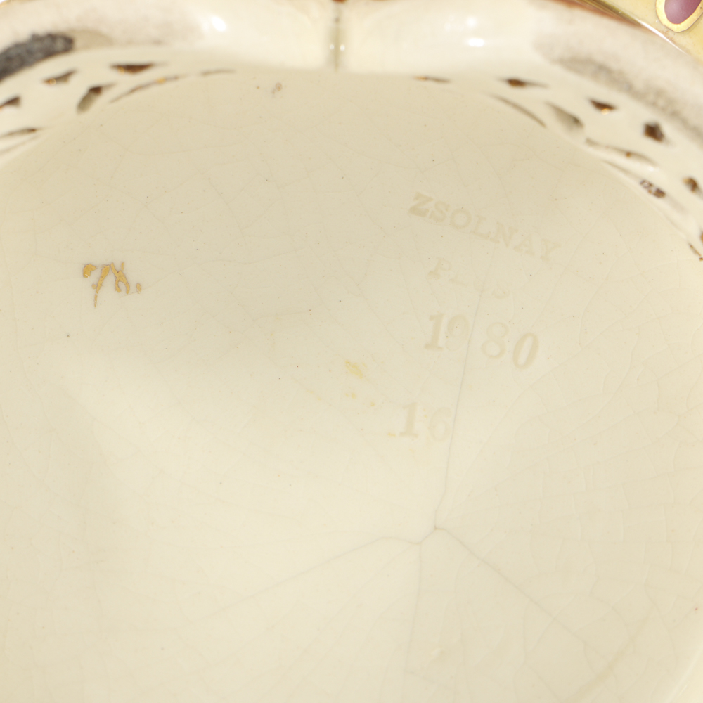 19th-Century Zsolnay Reticulated Ceramic Lidded Jar