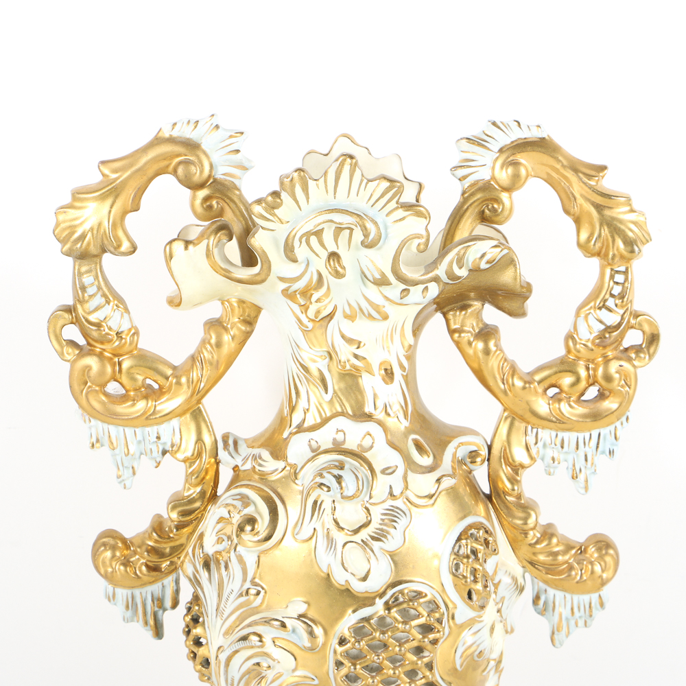 19th-Century Fischer J. Ceramic Double Handled Urn