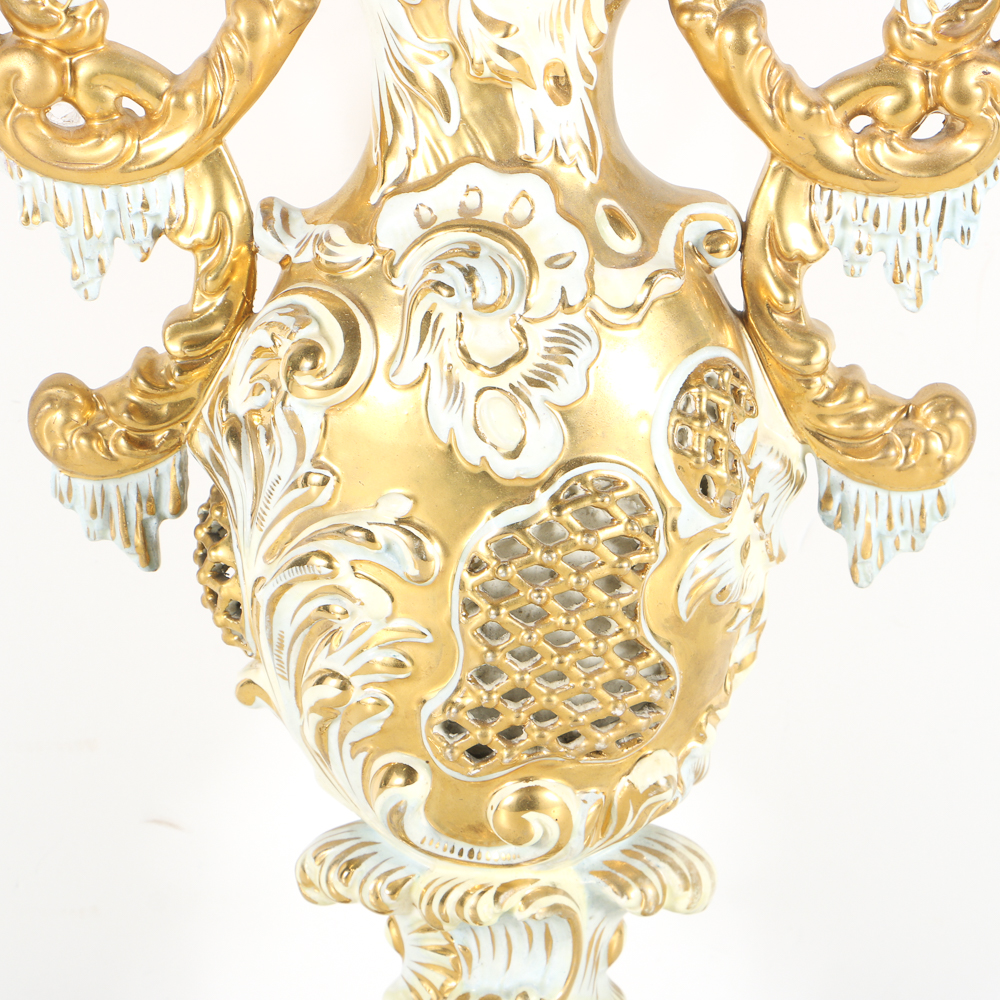 19th-Century Fischer J. Ceramic Double Handled Urn