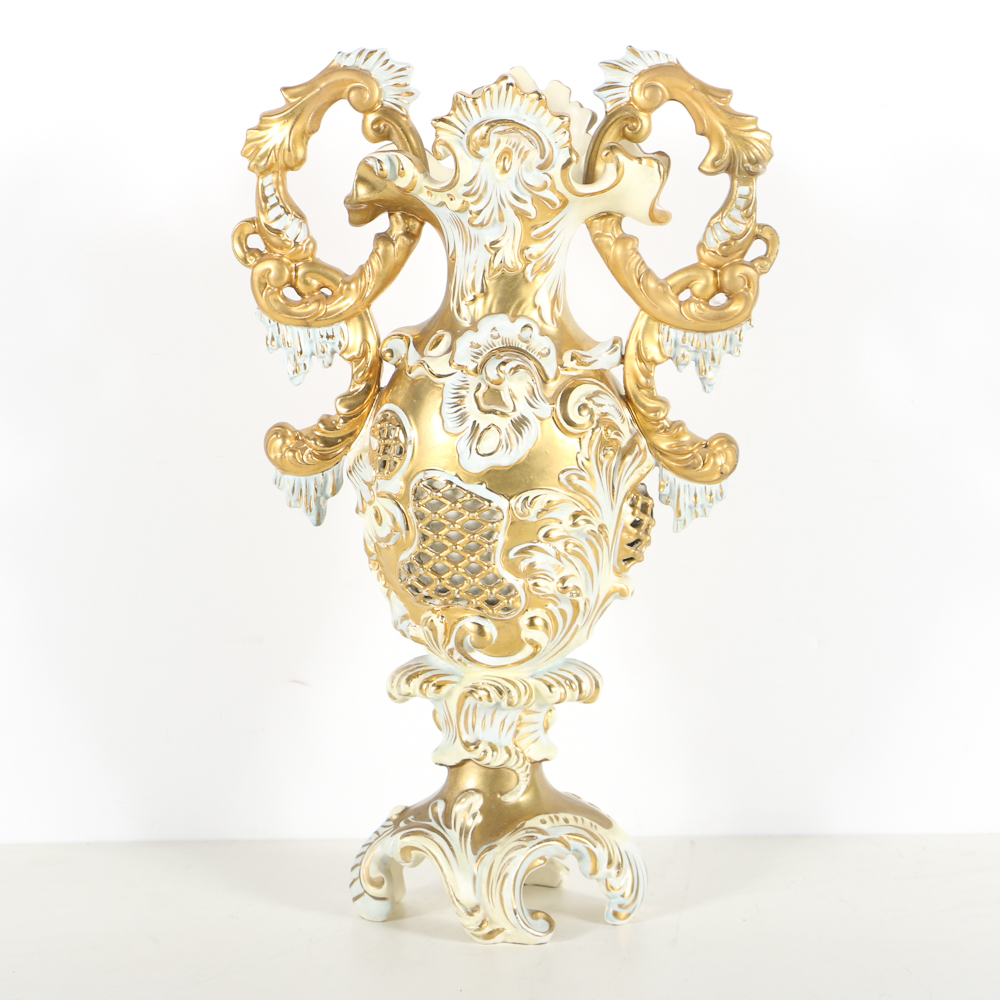 19th-Century Fischer J. Ceramic Double Handled Urn